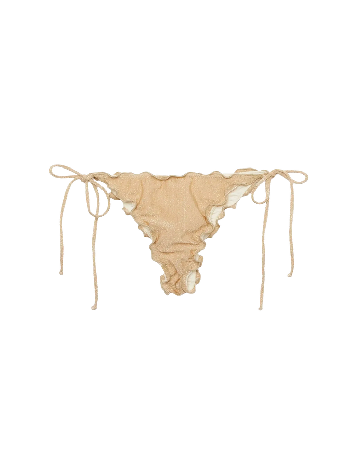Miami Lurex Gold Cheeky Swim Briefs White Bottom