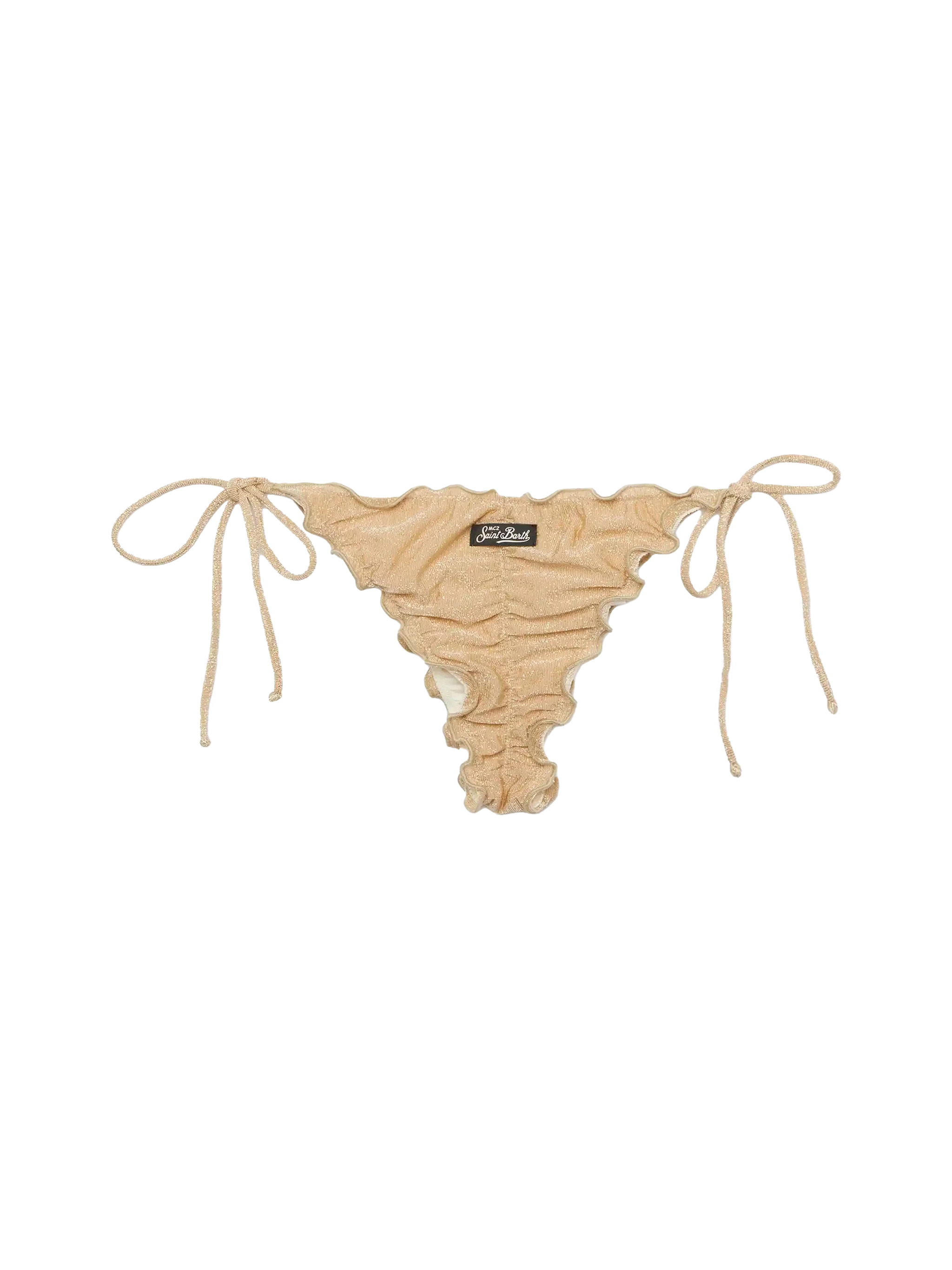 Miami Lurex Gold Cheeky Swim Briefs White Bottom