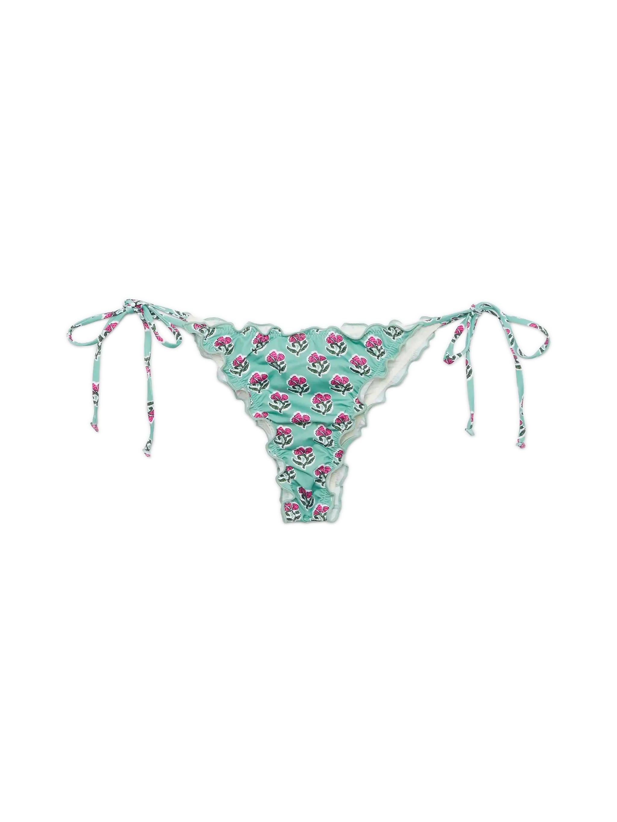 Miami Cheeky Swim Briefs With Floral Print Green Bottom