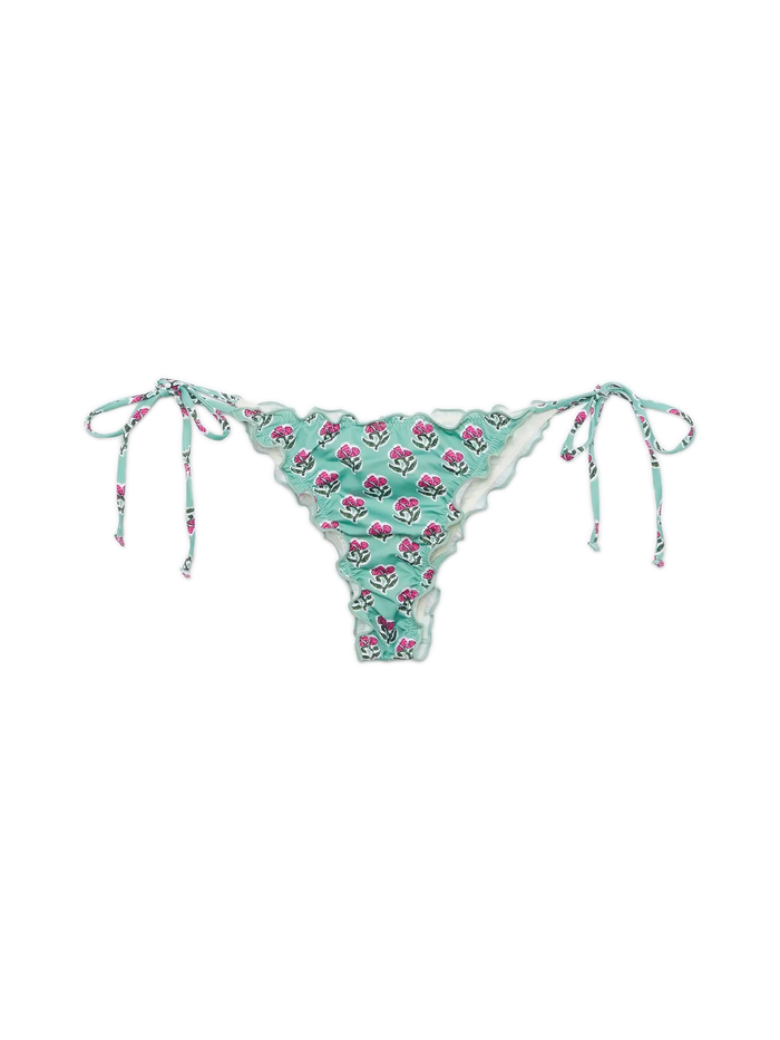Miami Cheeky Swim Briefs With Floral Print Green Bottom