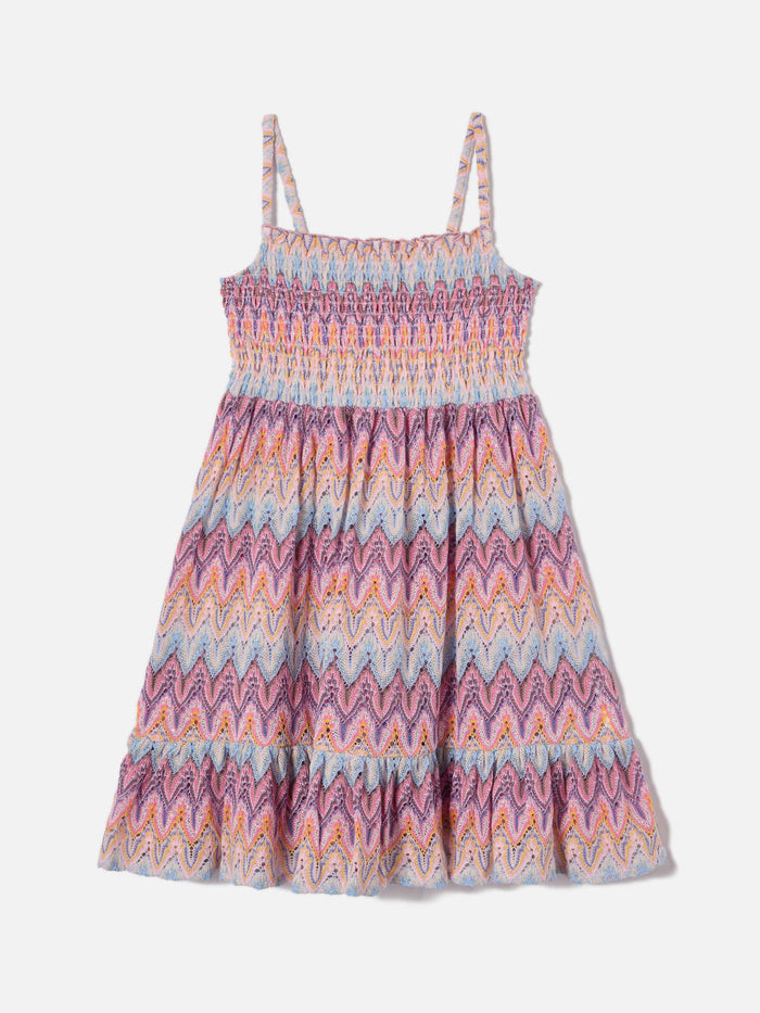 Miki Raschel Knit Sundress With Pastel Flame Pattern __single__ Dress