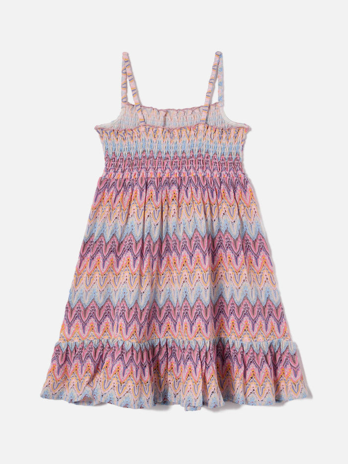 Miki Raschel Knit Sundress With Pastel Flame Pattern __single__ Dress