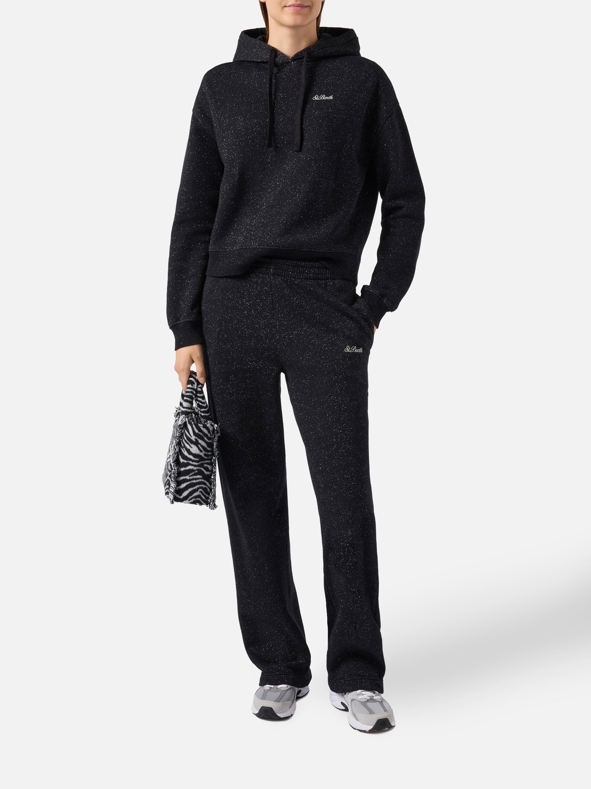 Mindy Hoodie Black Cotton–lurex Blend Sweatshirt