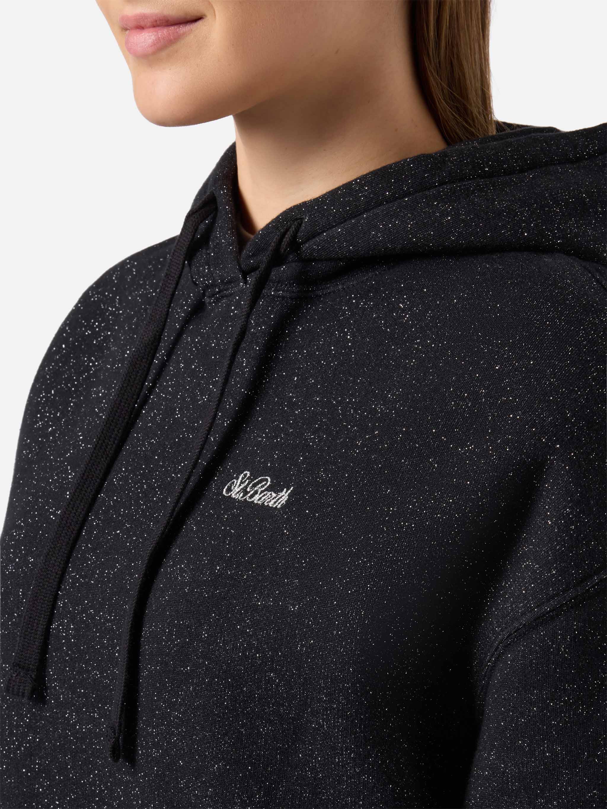 Mindy Hoodie Black Cotton–lurex Blend Sweatshirt