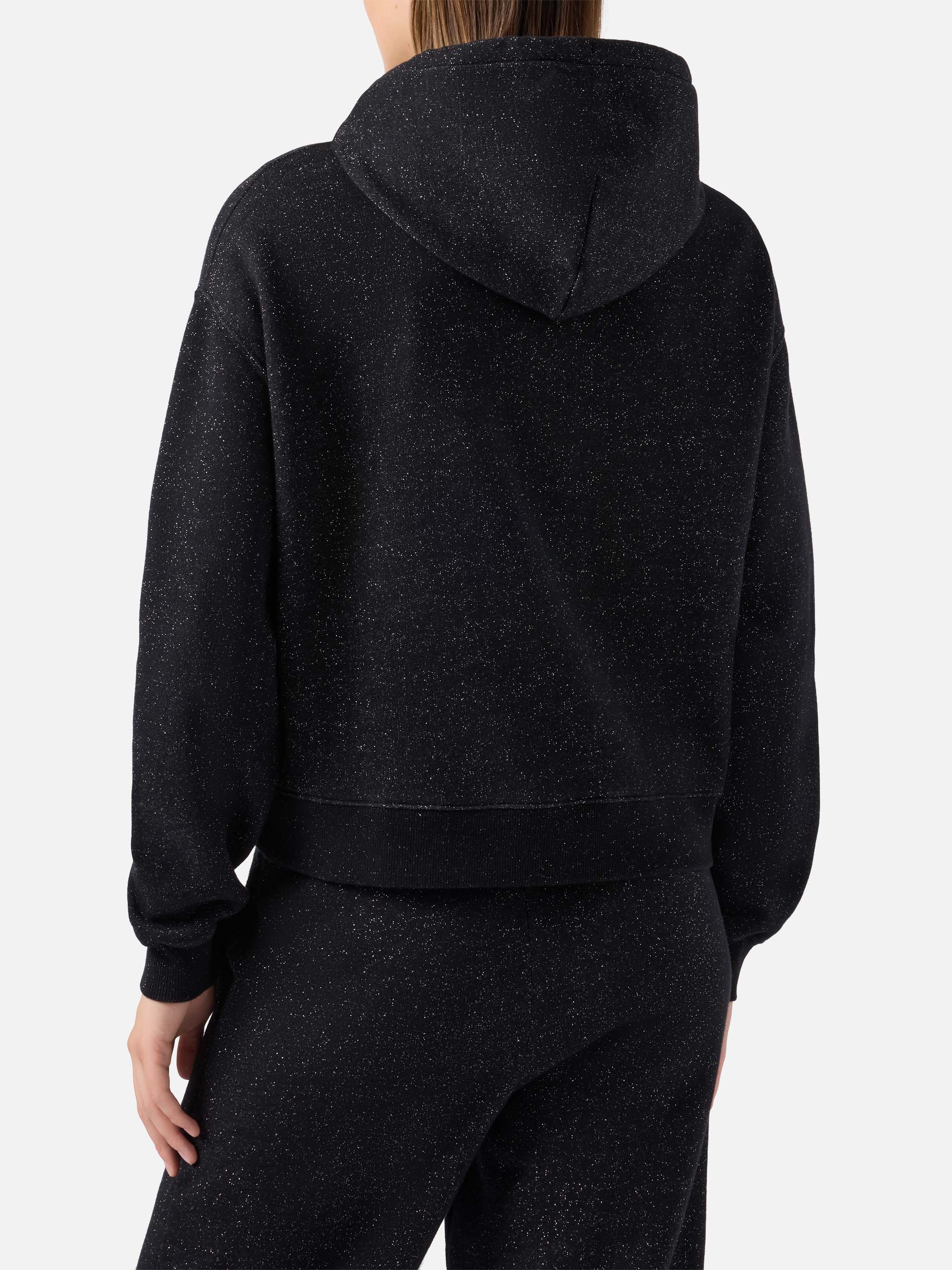 Mindy Hoodie Black Cotton–lurex Blend Sweatshirt