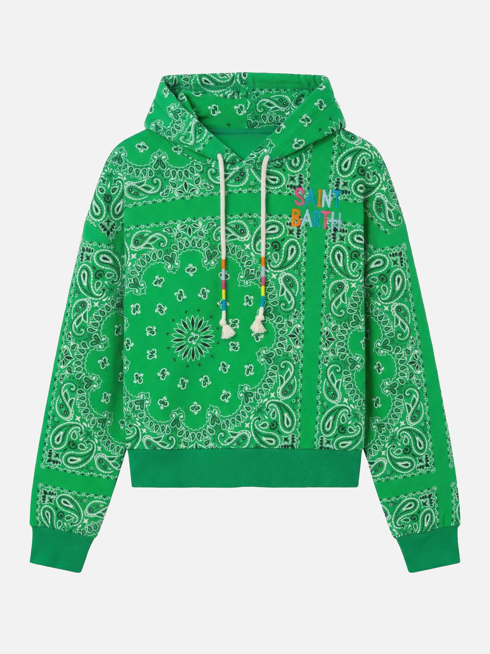 Cotton Hoodie With Bandanna Print Sweatshirt
