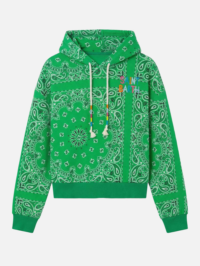 Cotton Hoodie With Bandanna Print Sweatshirt