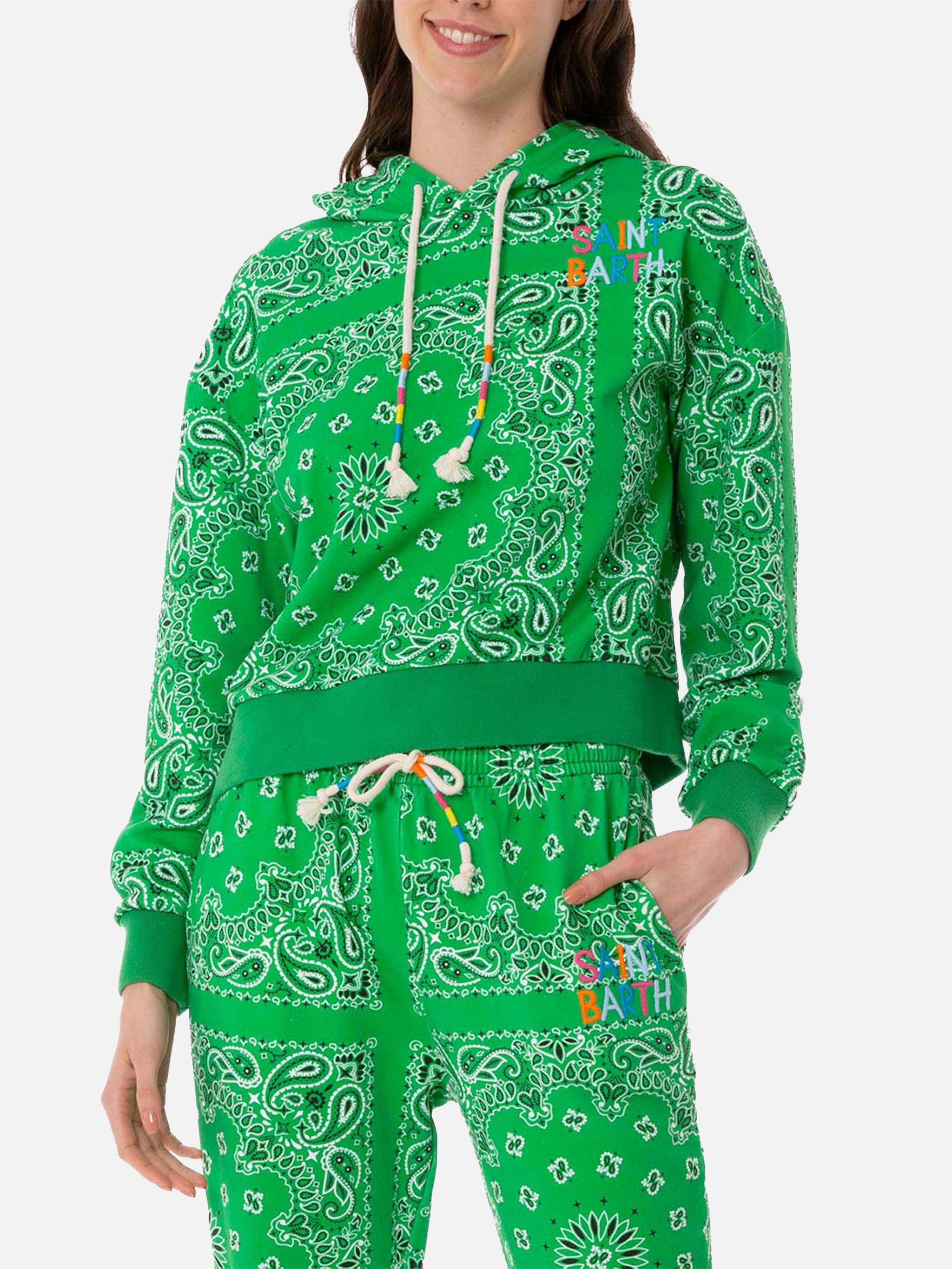 Cotton Hoodie With Bandanna Print Sweatshirt