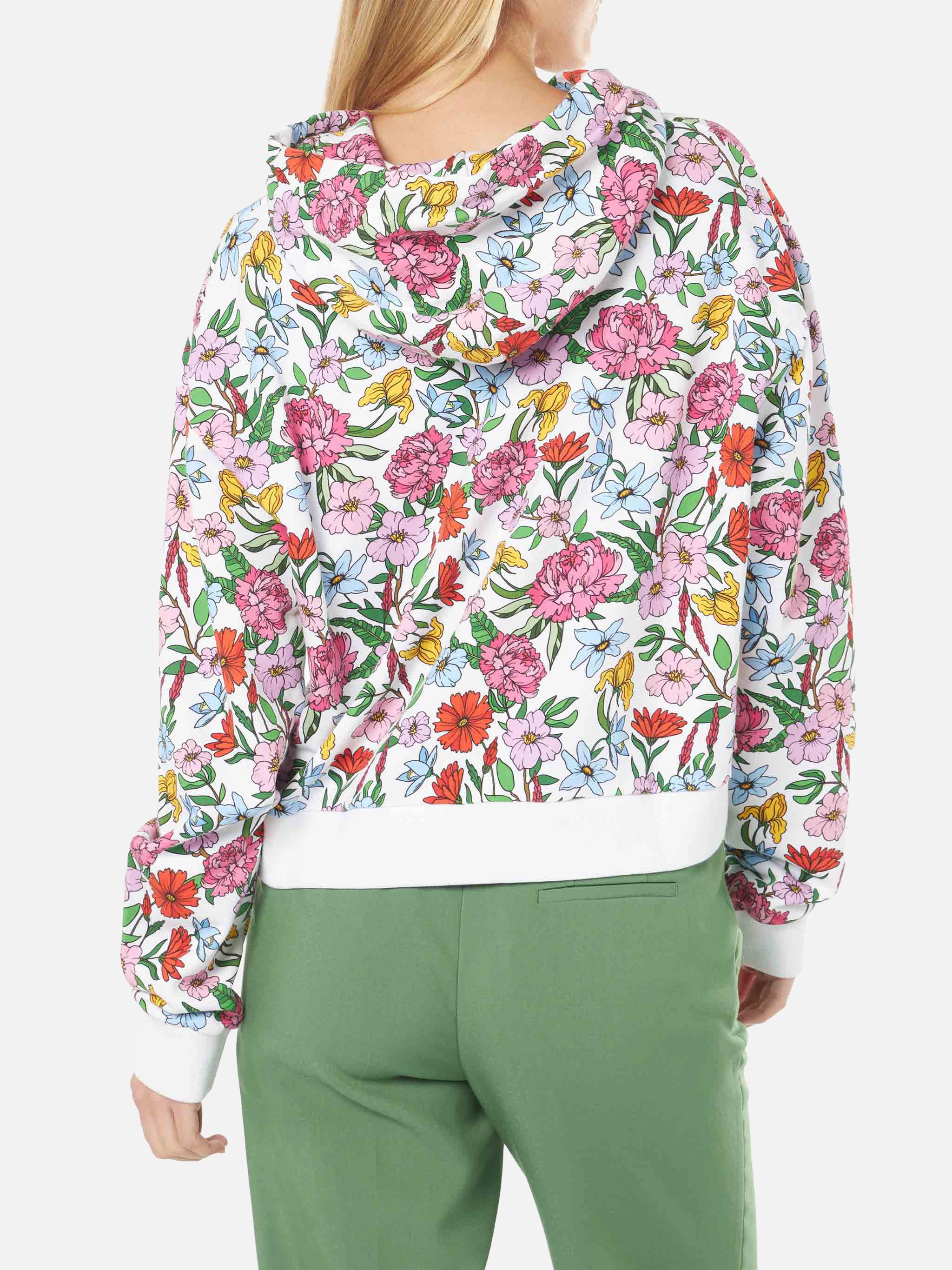 Cotton Hoodie With Flower Print Sweatshirt