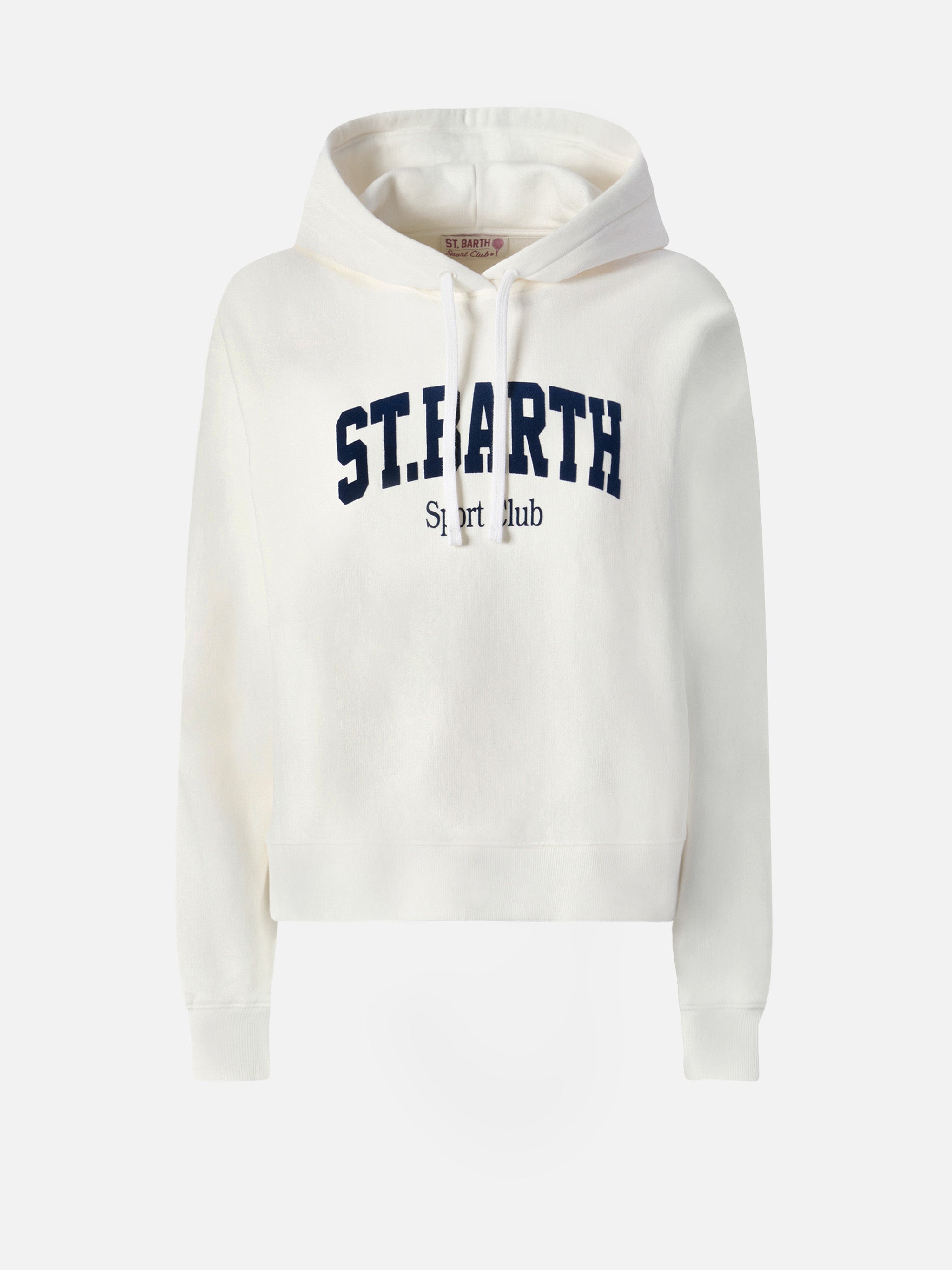 Mindy Cotton Hoodie With St. Barth Sport Club Print White Sweatshirt