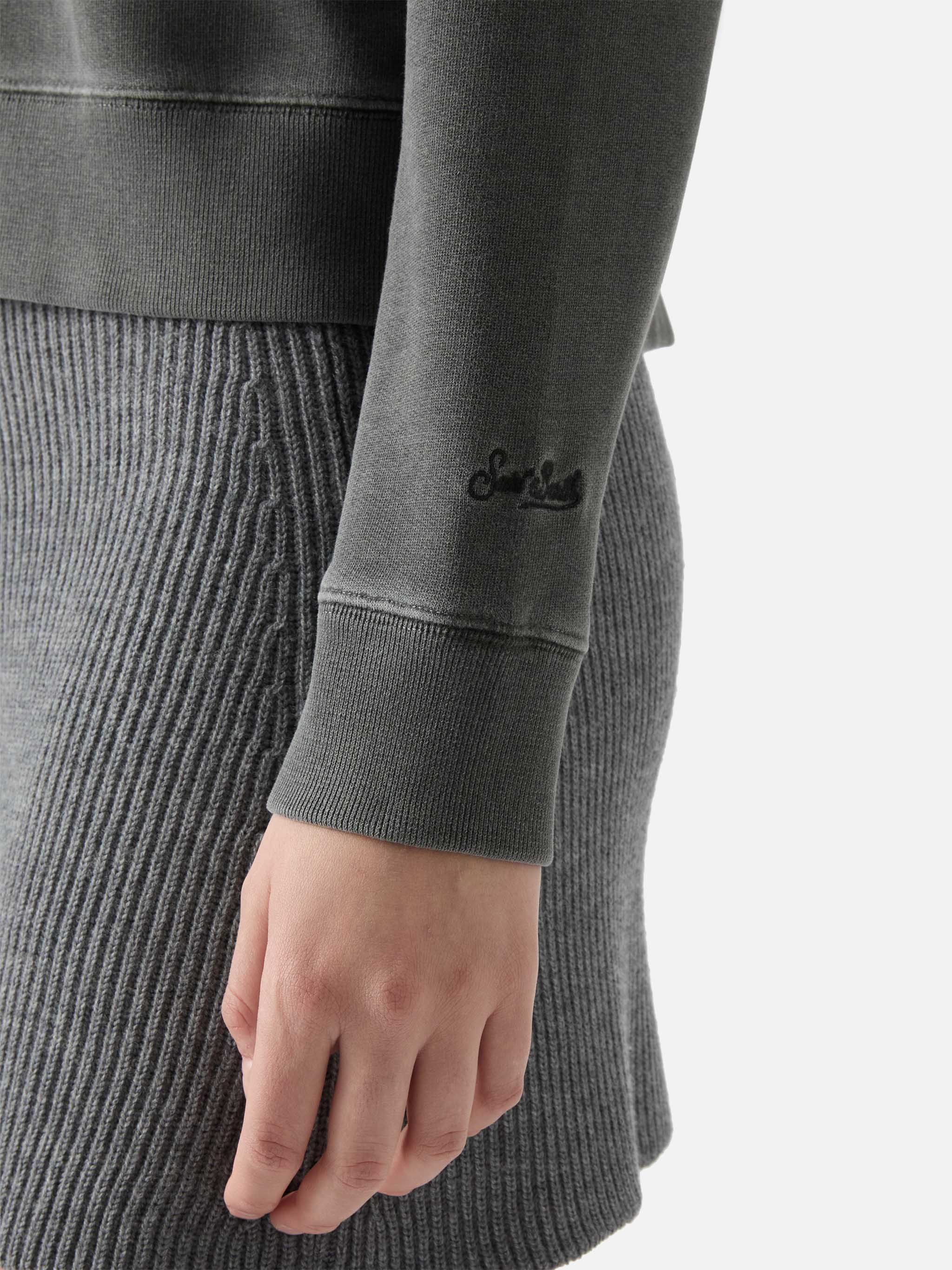 Mindy Cotton Hoodie With Party Animal Embroidery Black Sweatshirt