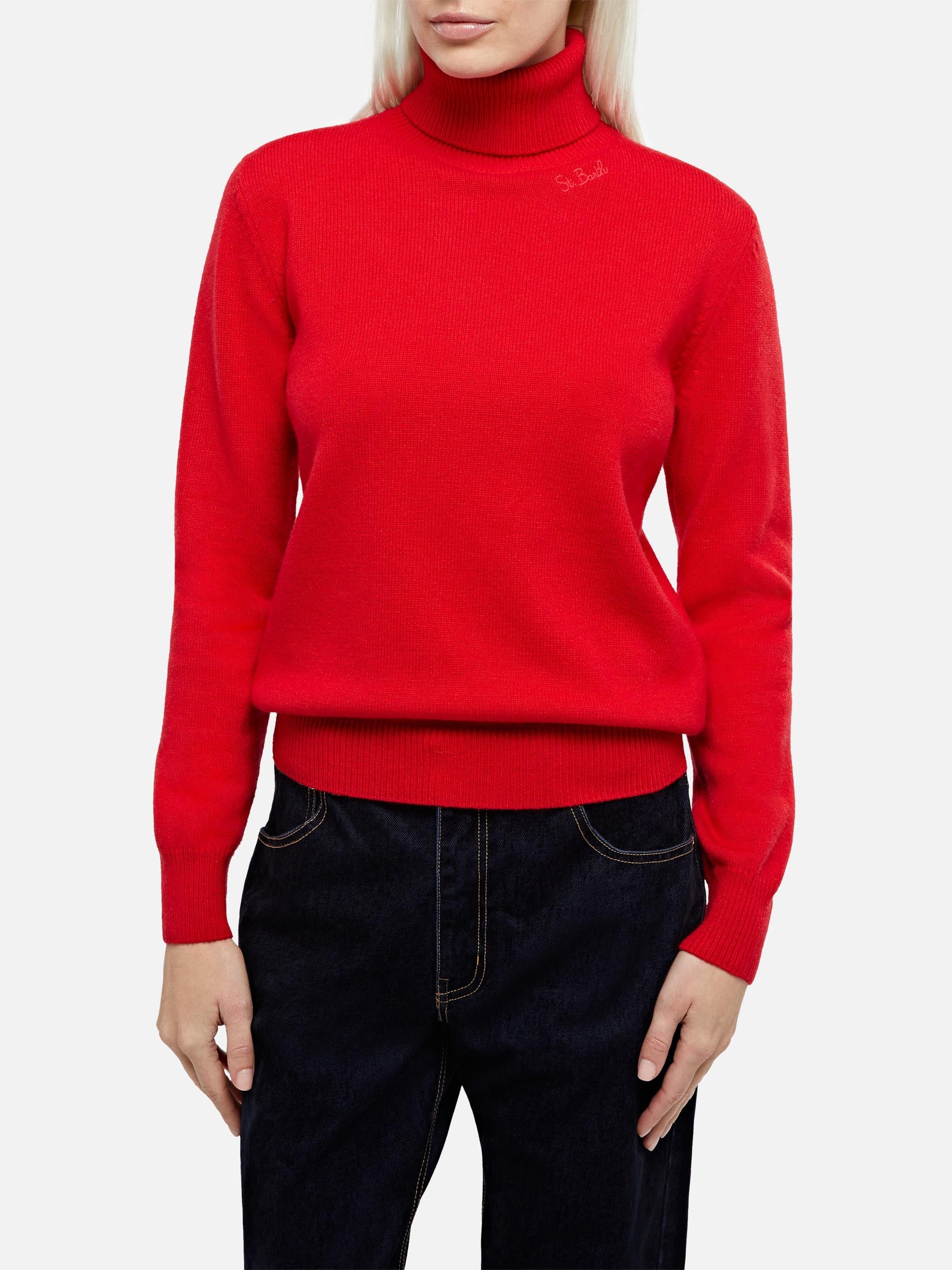 Red Turtleneck Moody Blended Cashmere