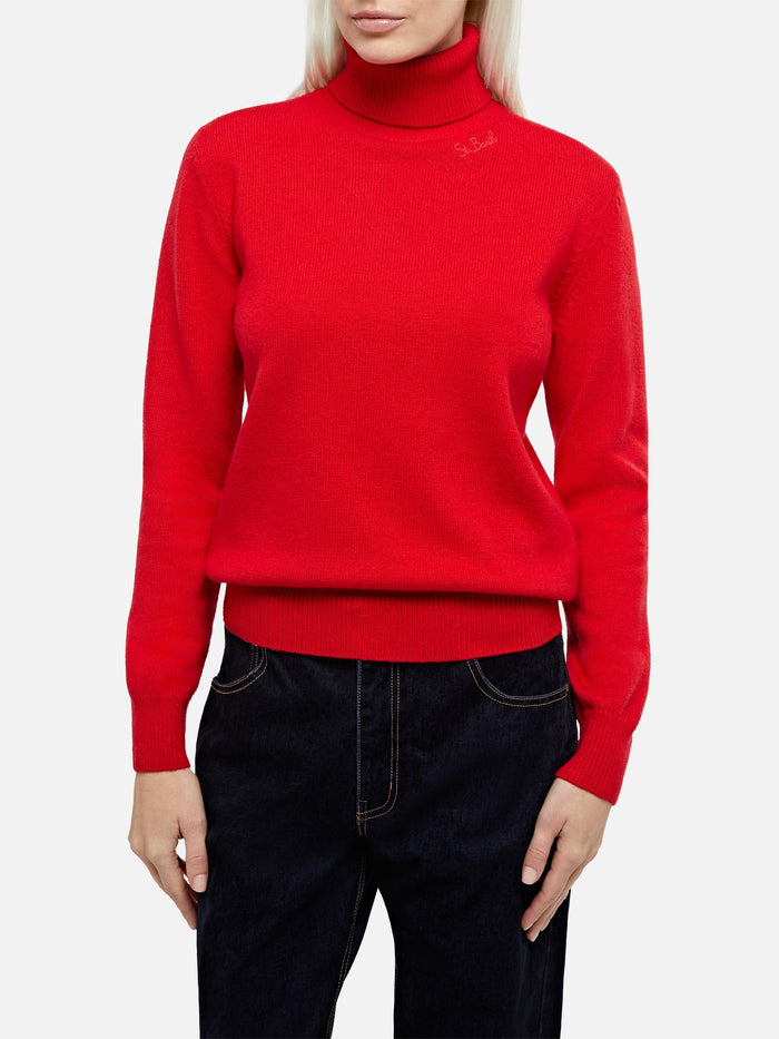 Red Turtleneck Moody Blended Cashmere