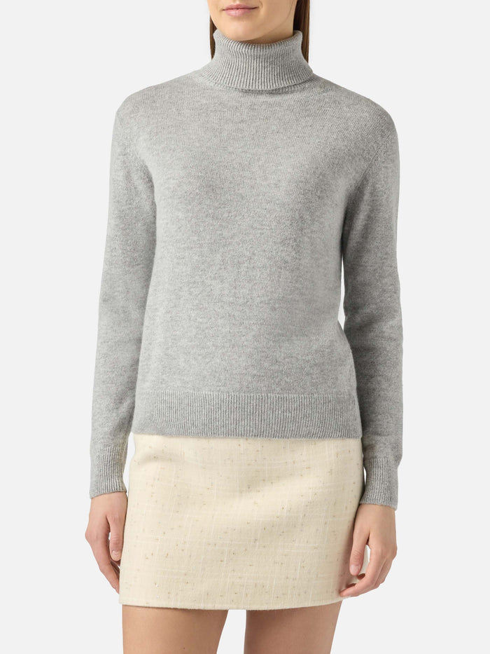 Mélange Grey Turtleneck Moody Blended Cashmere