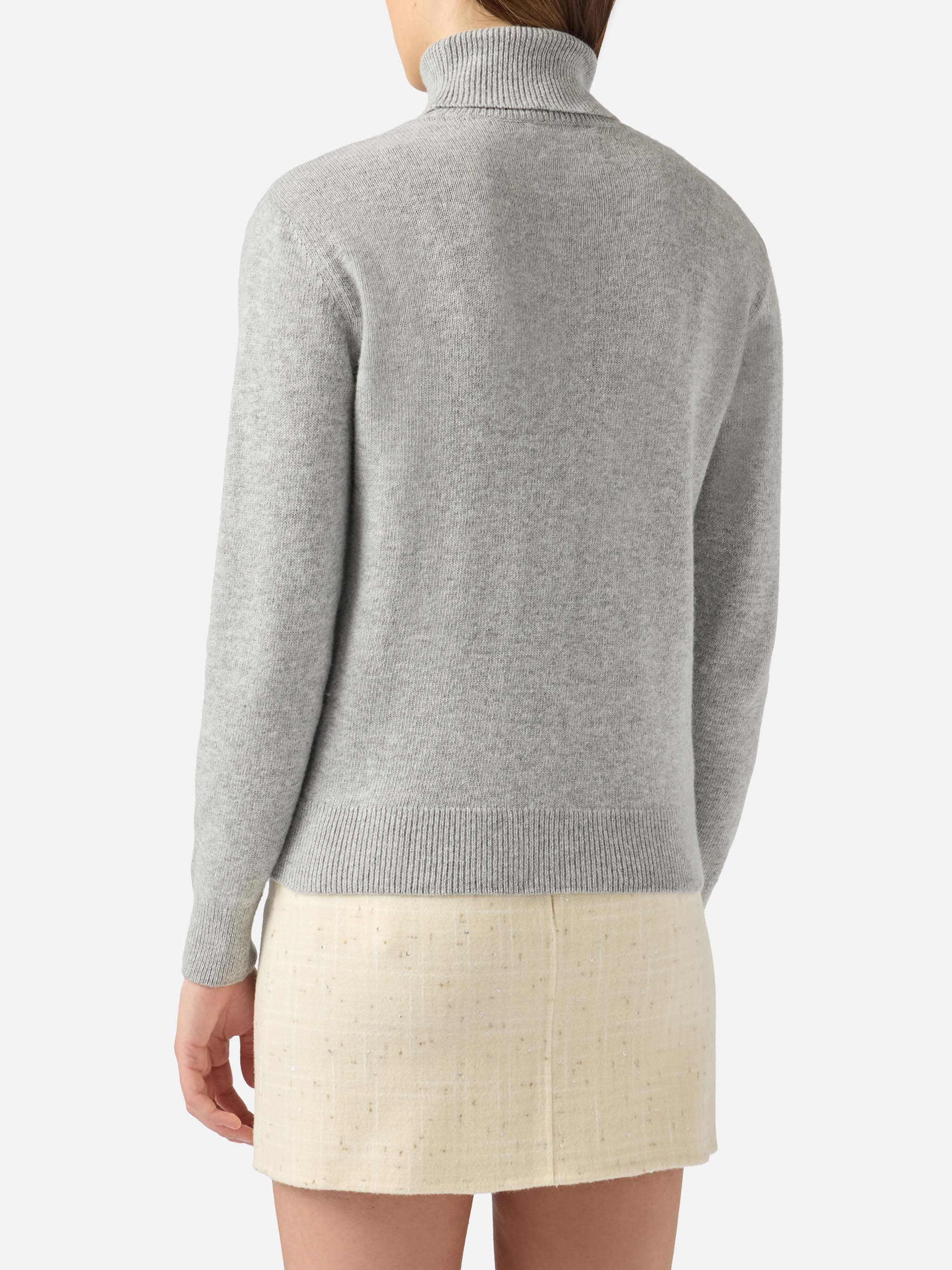 Mélange Grey Turtleneck Moody Blended Cashmere