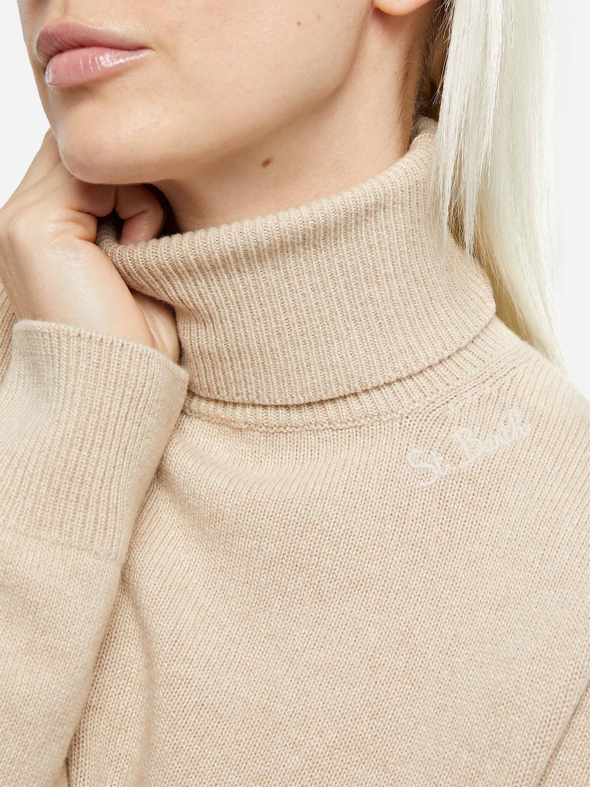 Beige Turtleneck Moody Blended Cashmere Brown