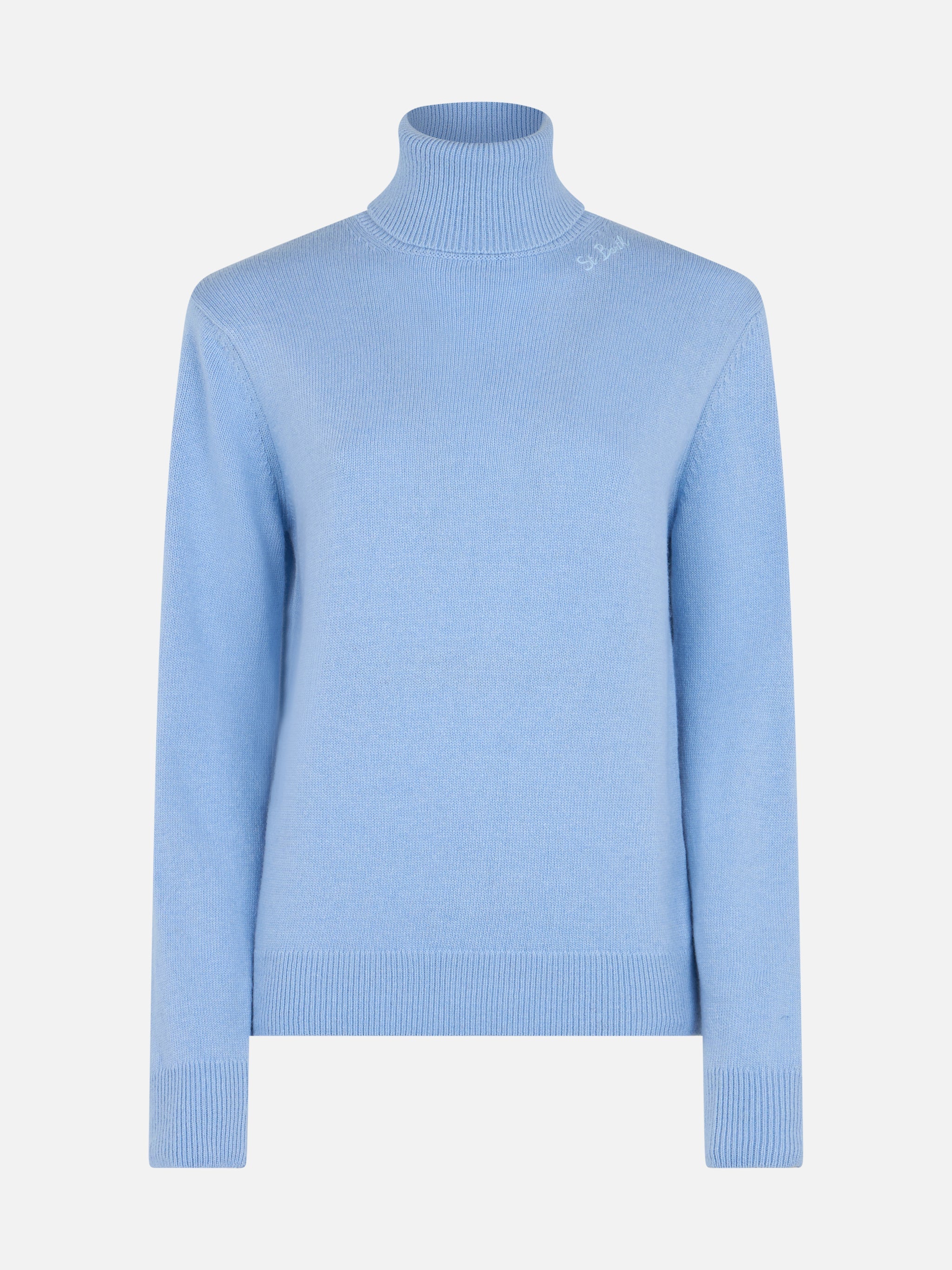 Light Blue Turtleneck Moody Blended Cashmere Sky