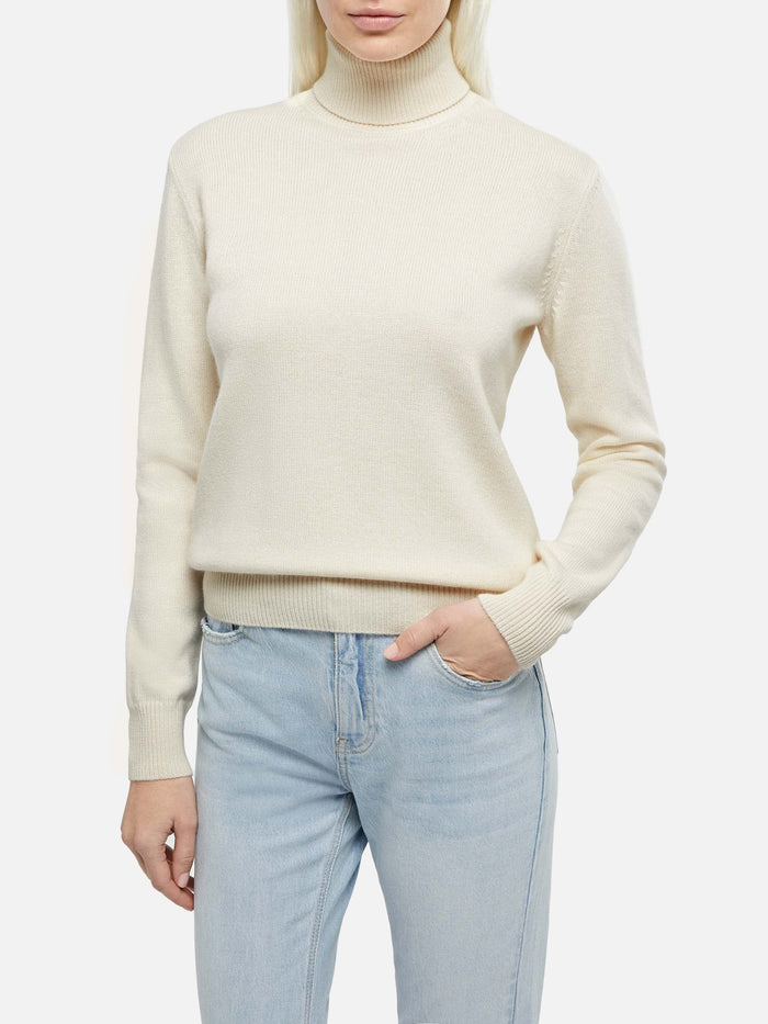 White Turtleneck Moody Blended Cashmere