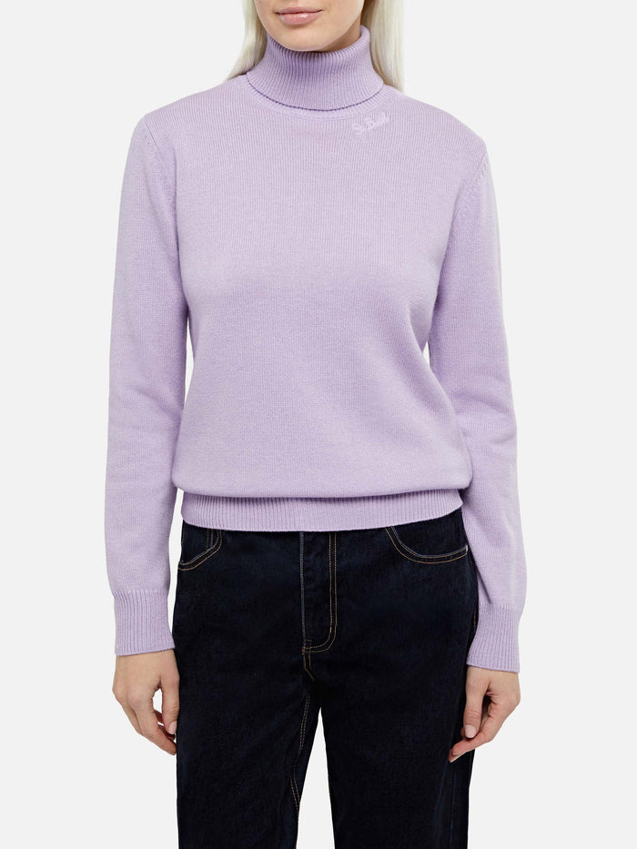 Lilac Turtleneck Moody Blended Cashmere Pink
