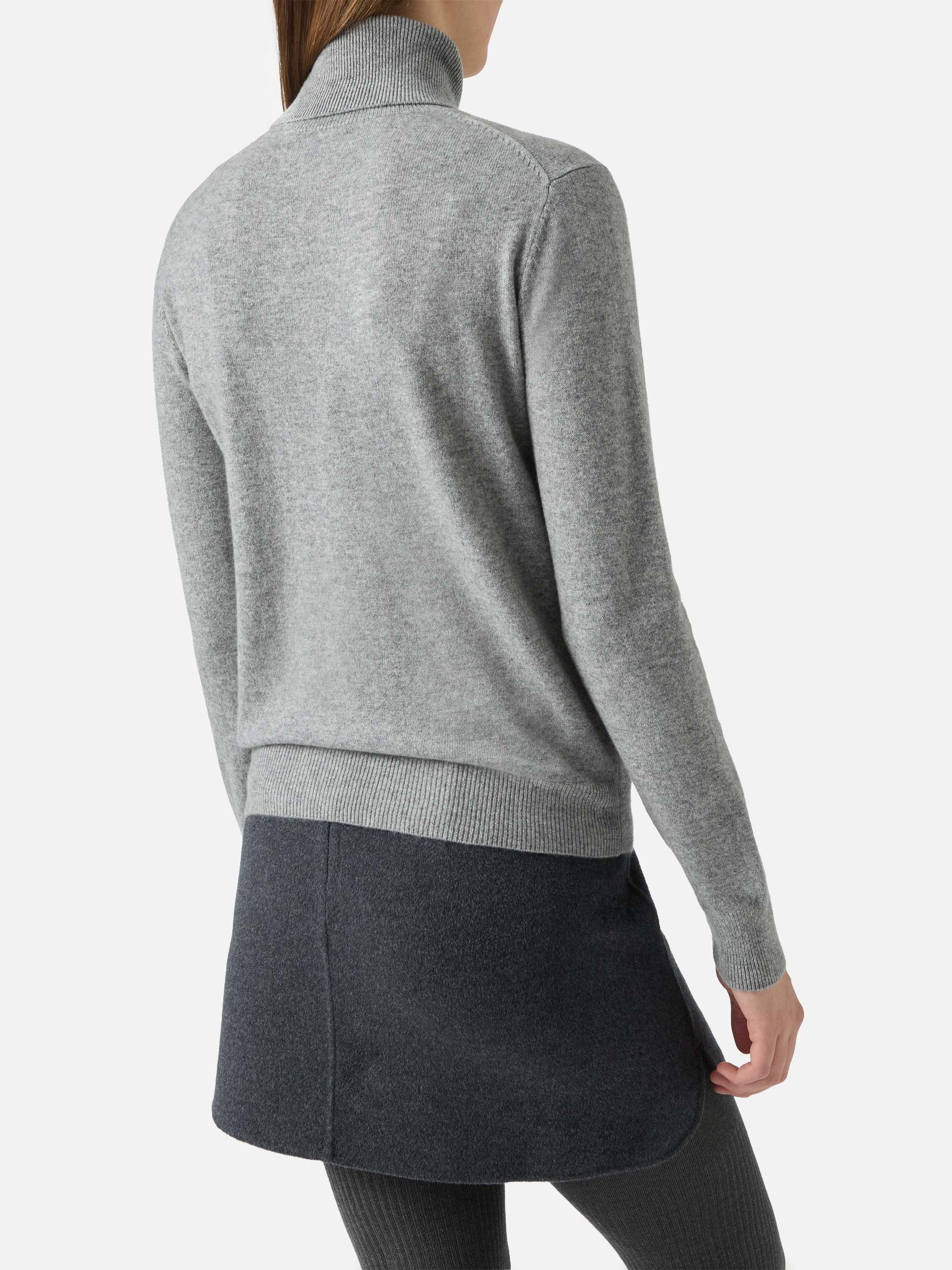 Moody Turtleneck Sweater Cashmere Grey Melange With St. Barth Embroidery