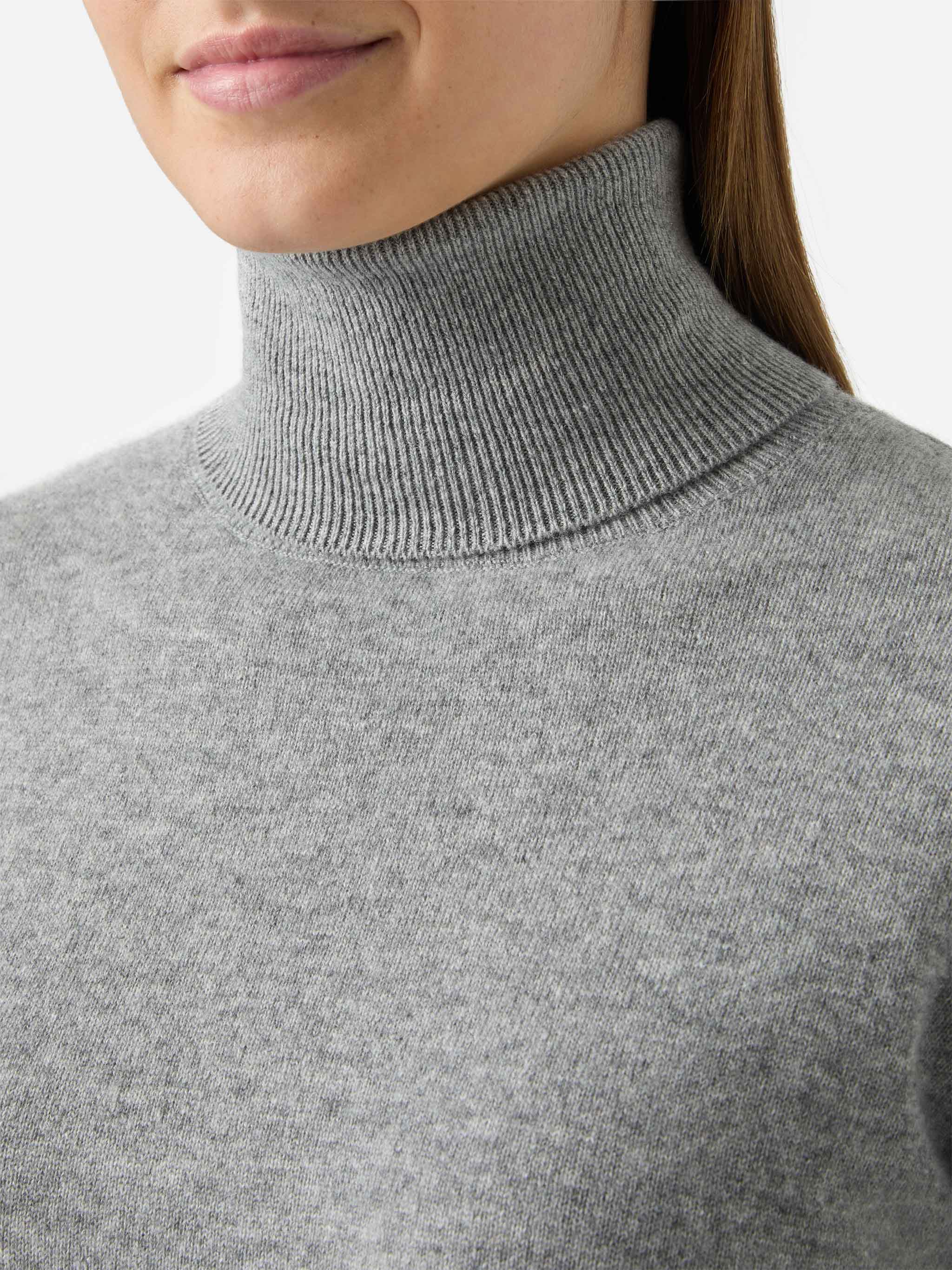 Moody Turtleneck Sweater Cashmere Grey Melange With St. Barth Embroidery