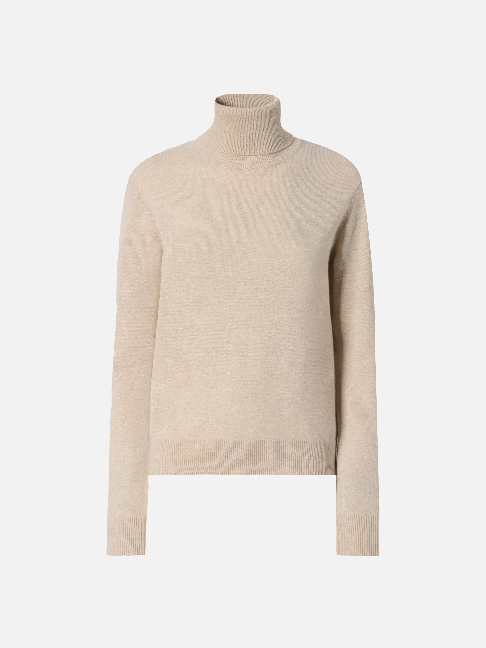 Moody Turtleneck Sweater Cashmere Beige Melange With St. Barth Embroidery Brown