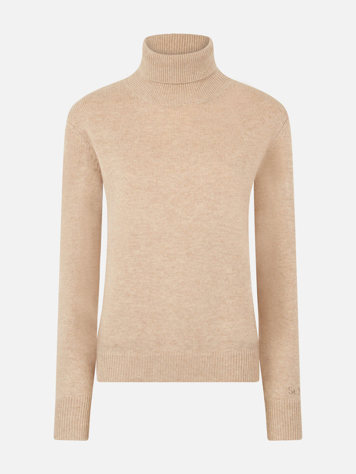 Turtleneck Sweater Moody Beige Cashmere Brown
