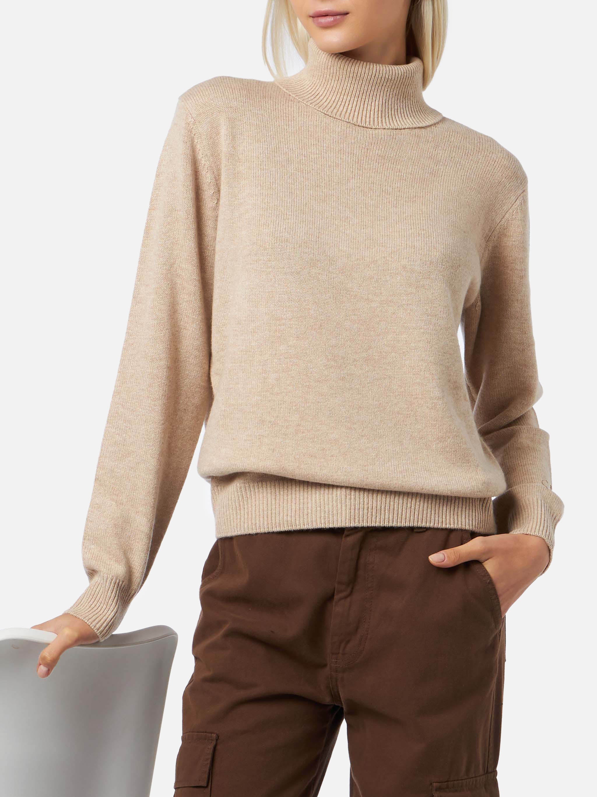 Turtleneck Sweater Moody Beige Cashmere Brown