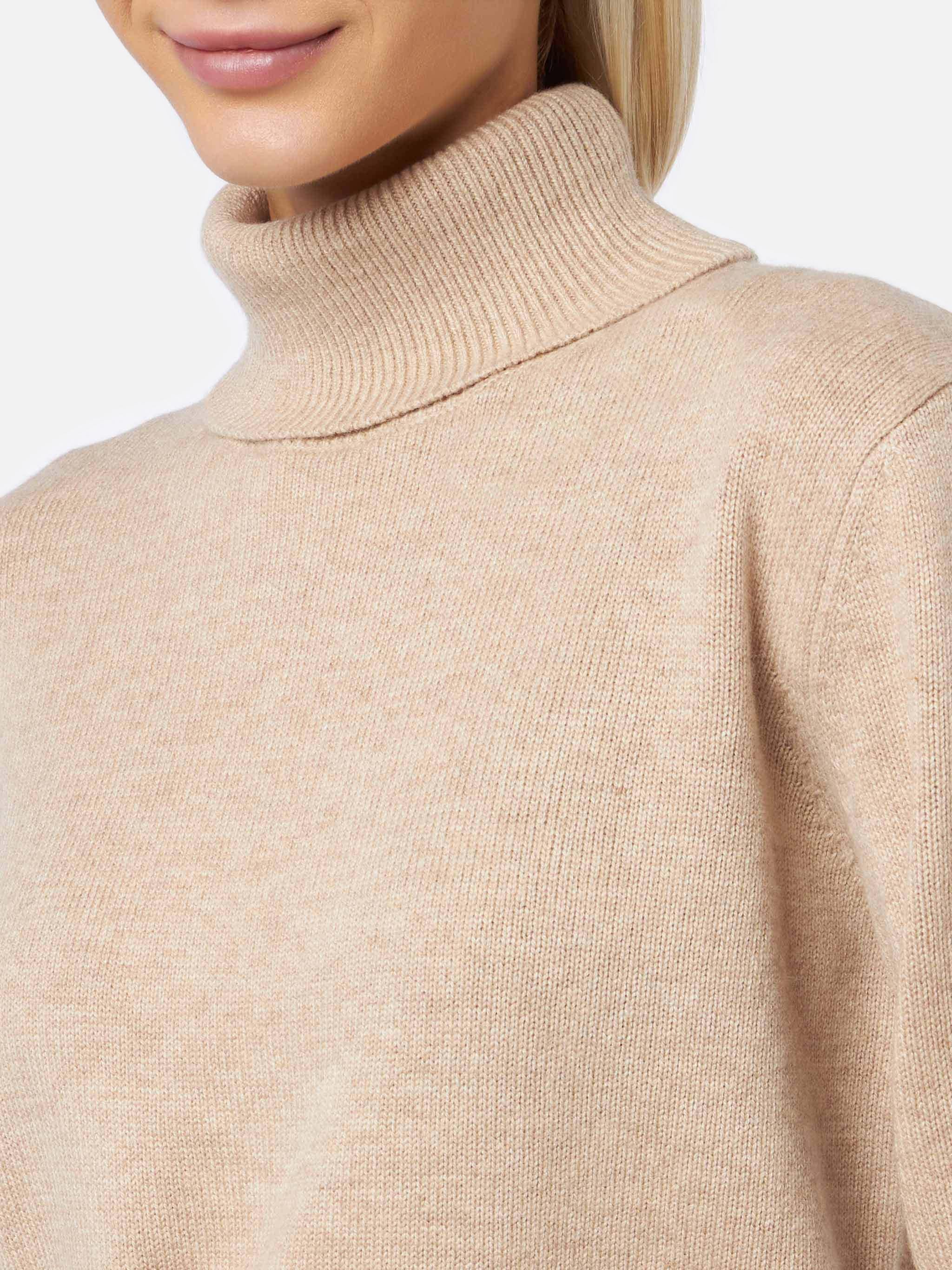 Turtleneck Sweater Moody Beige Cashmere Brown