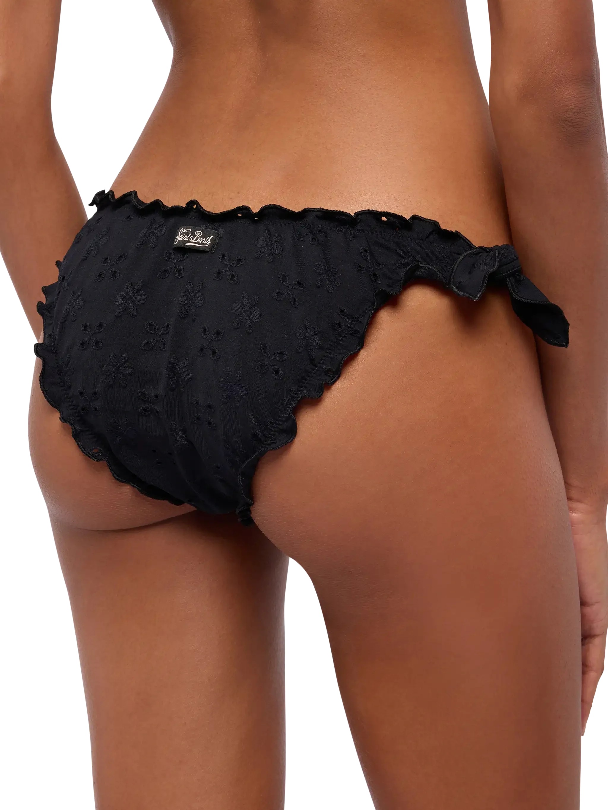 Moon Black Sangallo Lace Classic Swim Briefs Bottom