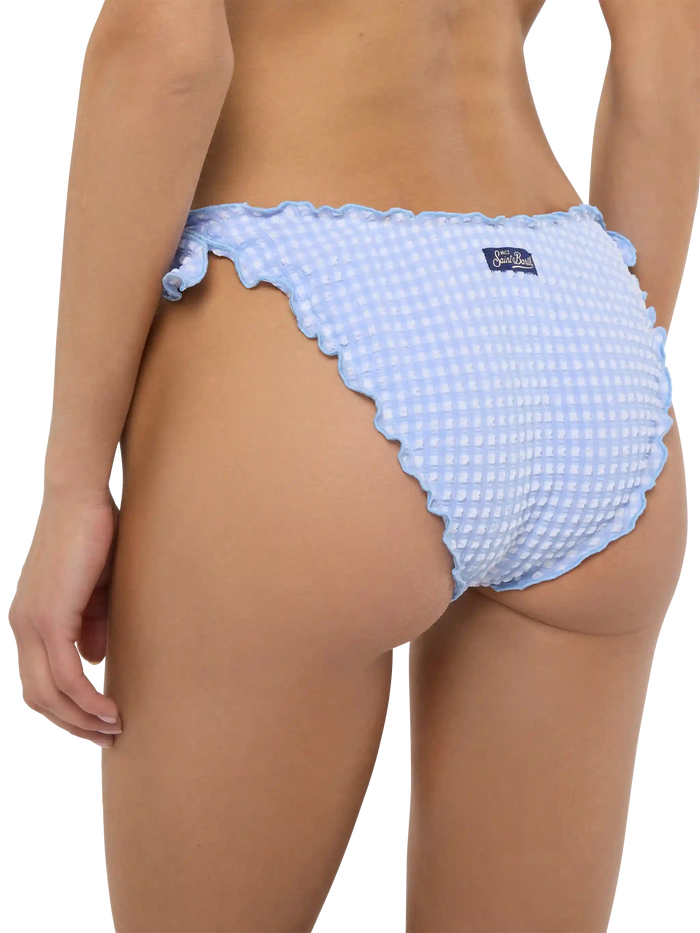 Moon Seersucker Classic Swim Briefs With Gingham Print Sky Bottom