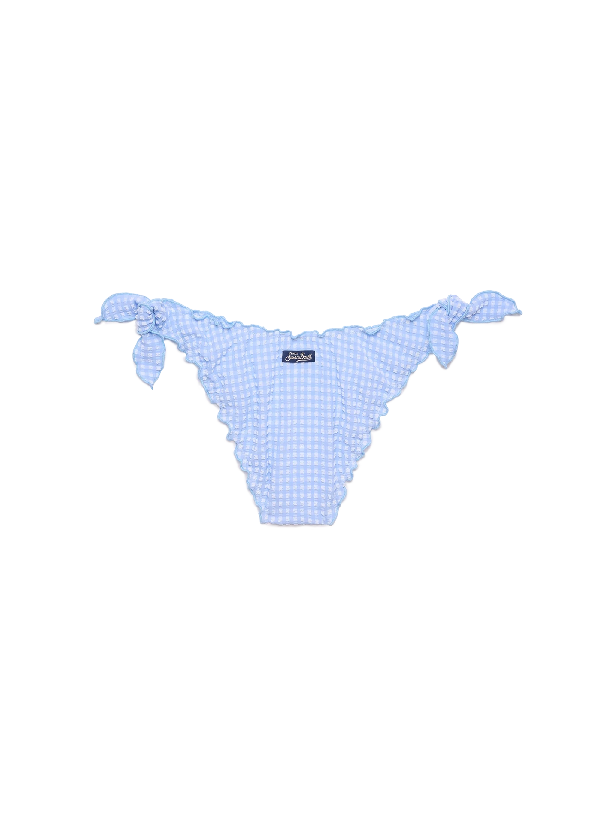 Moon Seersucker Classic Swim Briefs With Gingham Print Sky Bottom