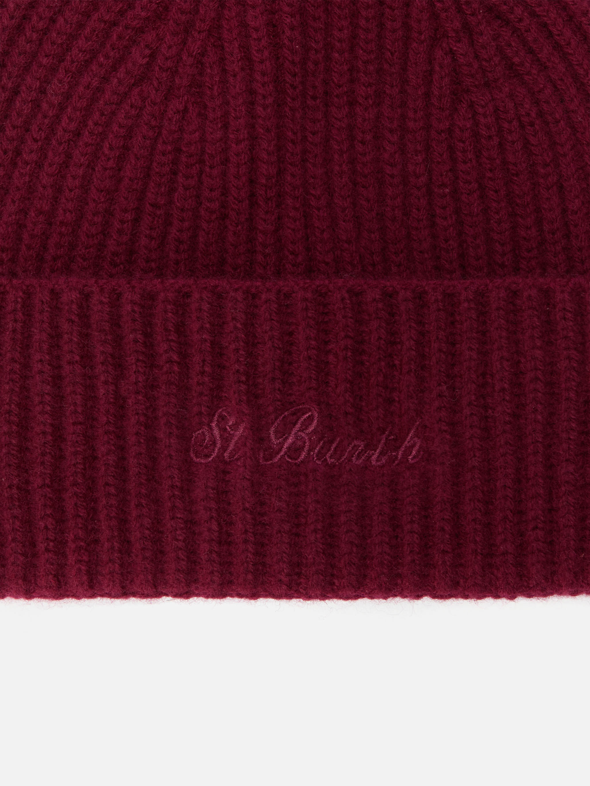 Moss Beanie Burgundy Wool With St. Barth Embroidery Red Hat