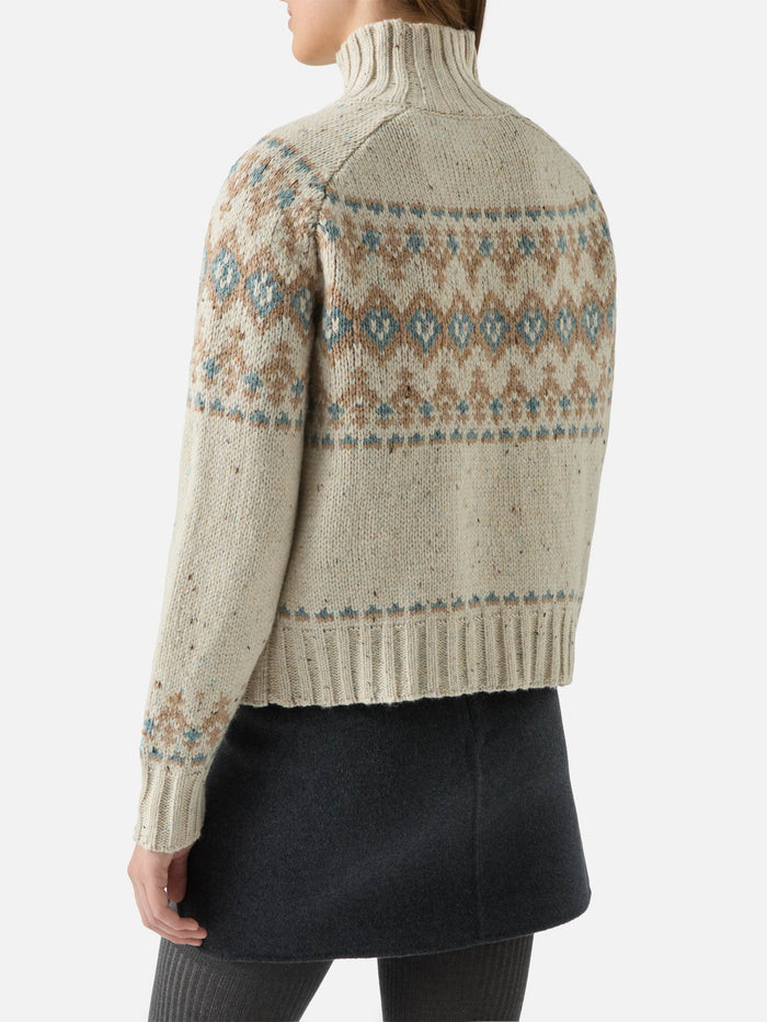 Myra Donegal Fair Isle Turtleneck White