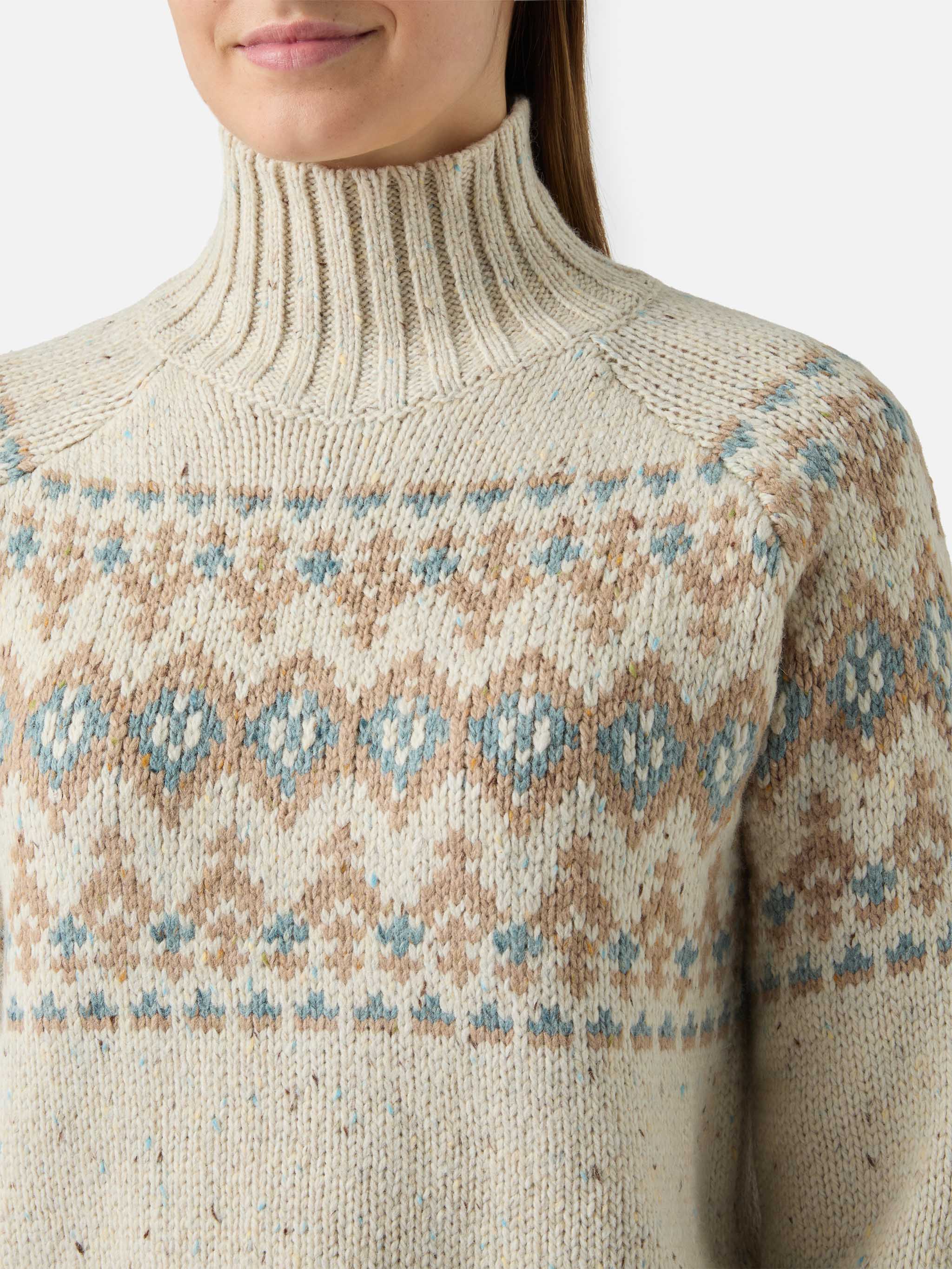 Myra Donegal Fair Isle Turtleneck White
