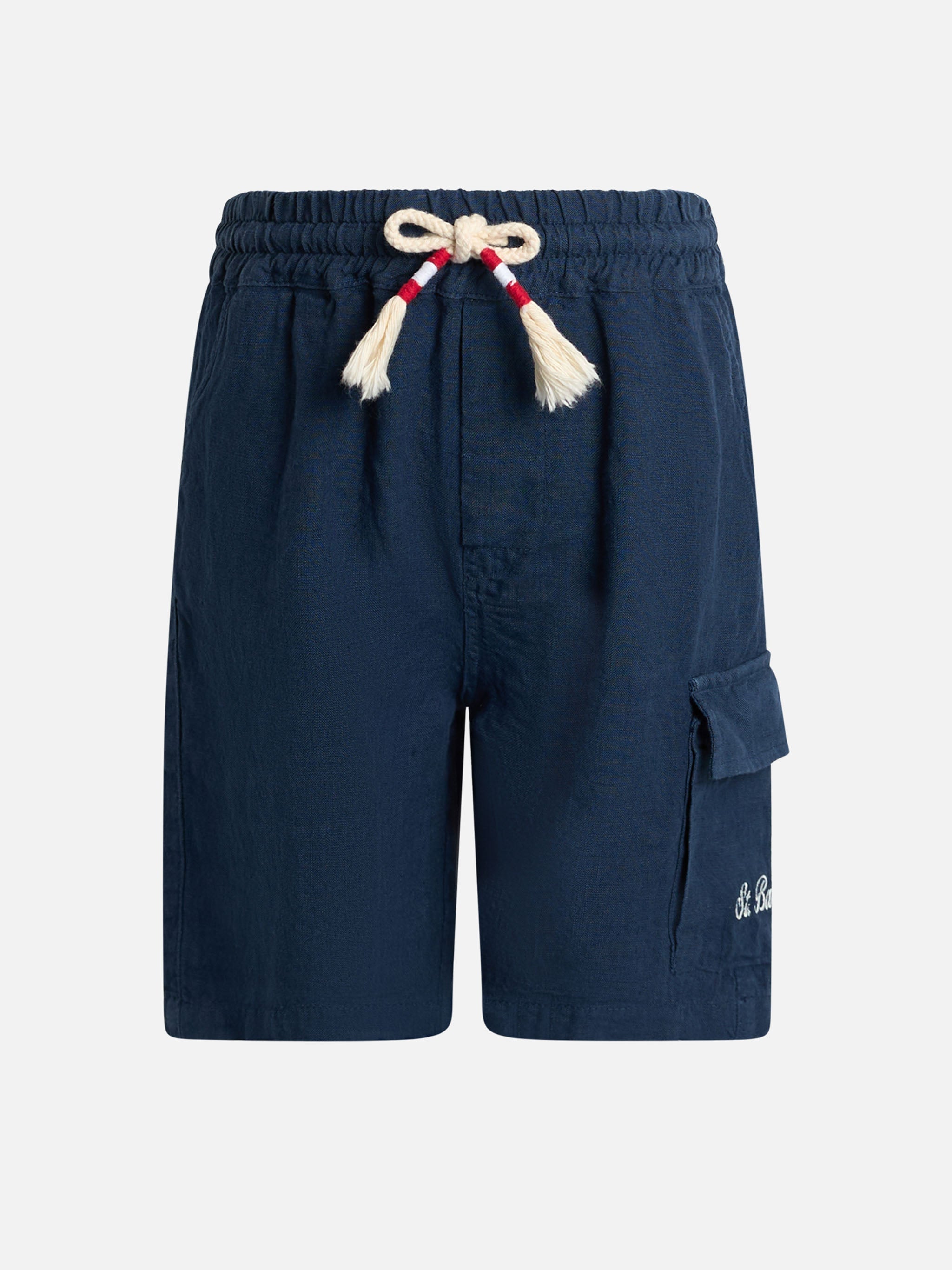 Boy Navy Blue Linen Bemuda Marseille Jr __single__ Short Pant