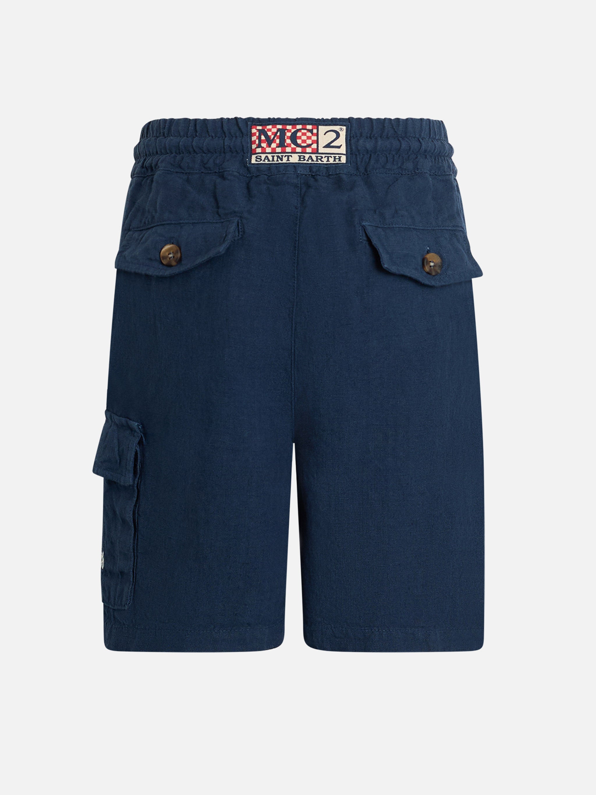 Boy Navy Blue Linen Bemuda Marseille Jr __single__ Short Pant