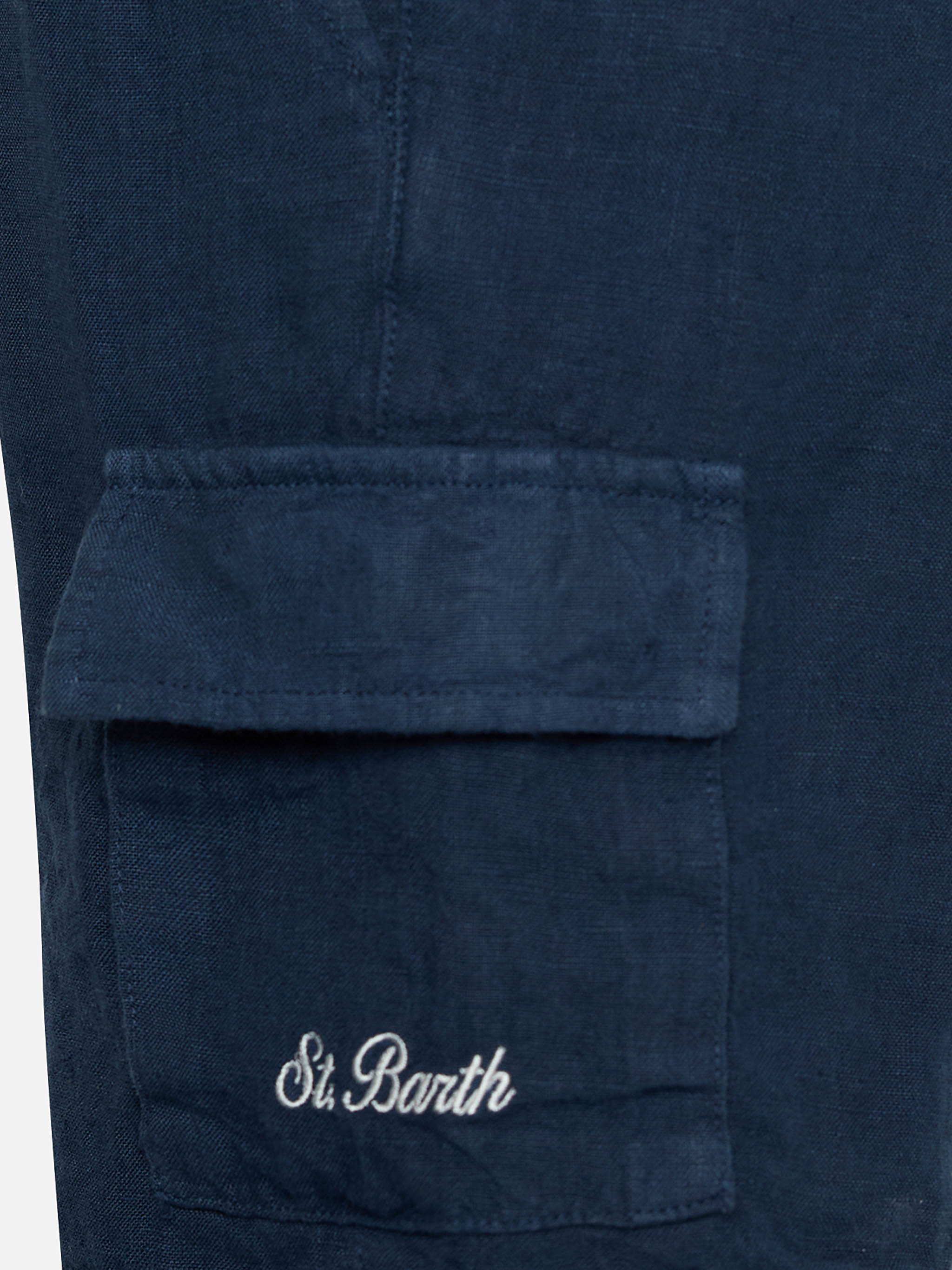 Boy Navy Blue Linen Bemuda Marseille Jr __single__ Short Pant