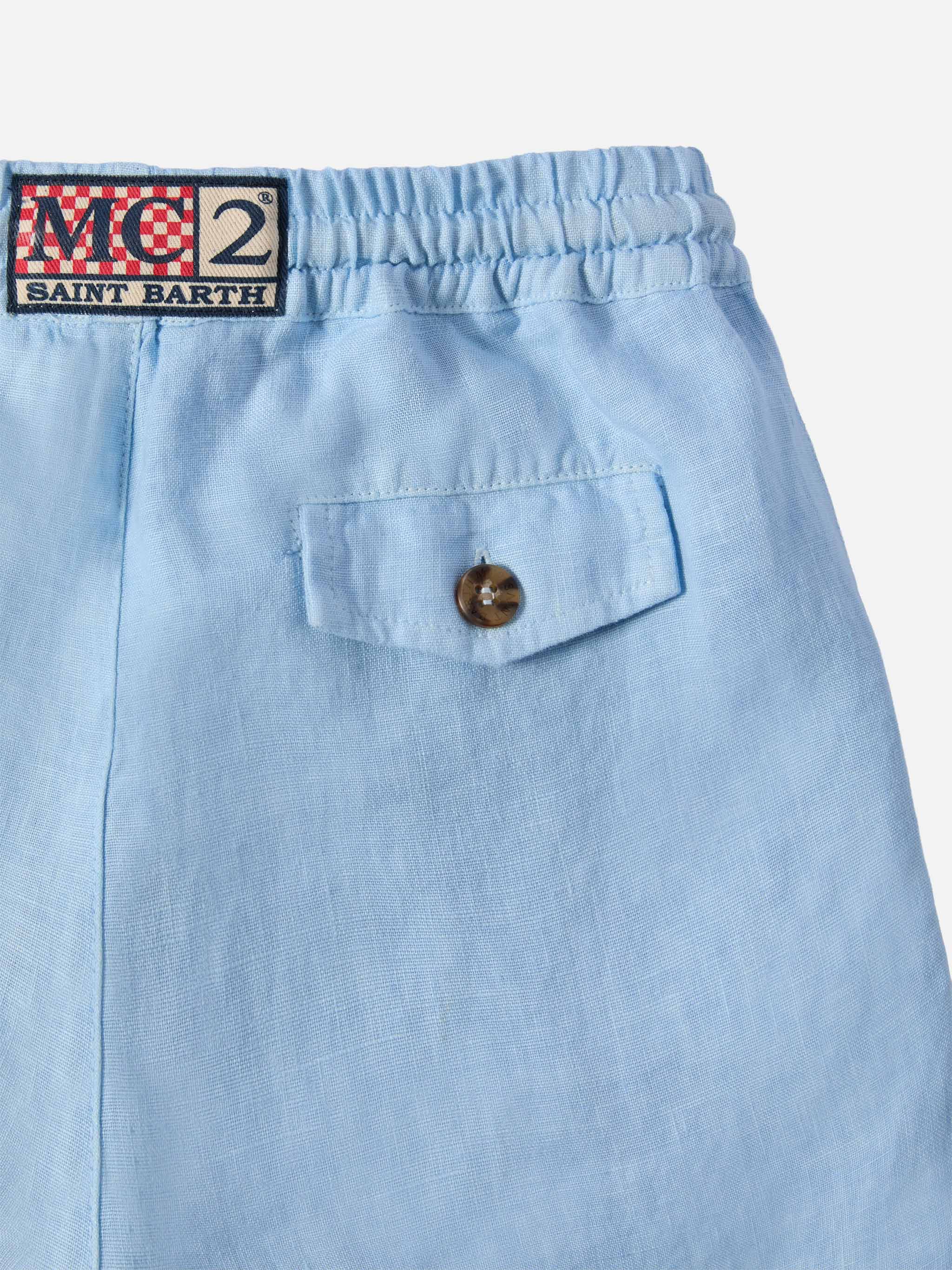 Light Blue Marseille Jr Shorts Linen Pant