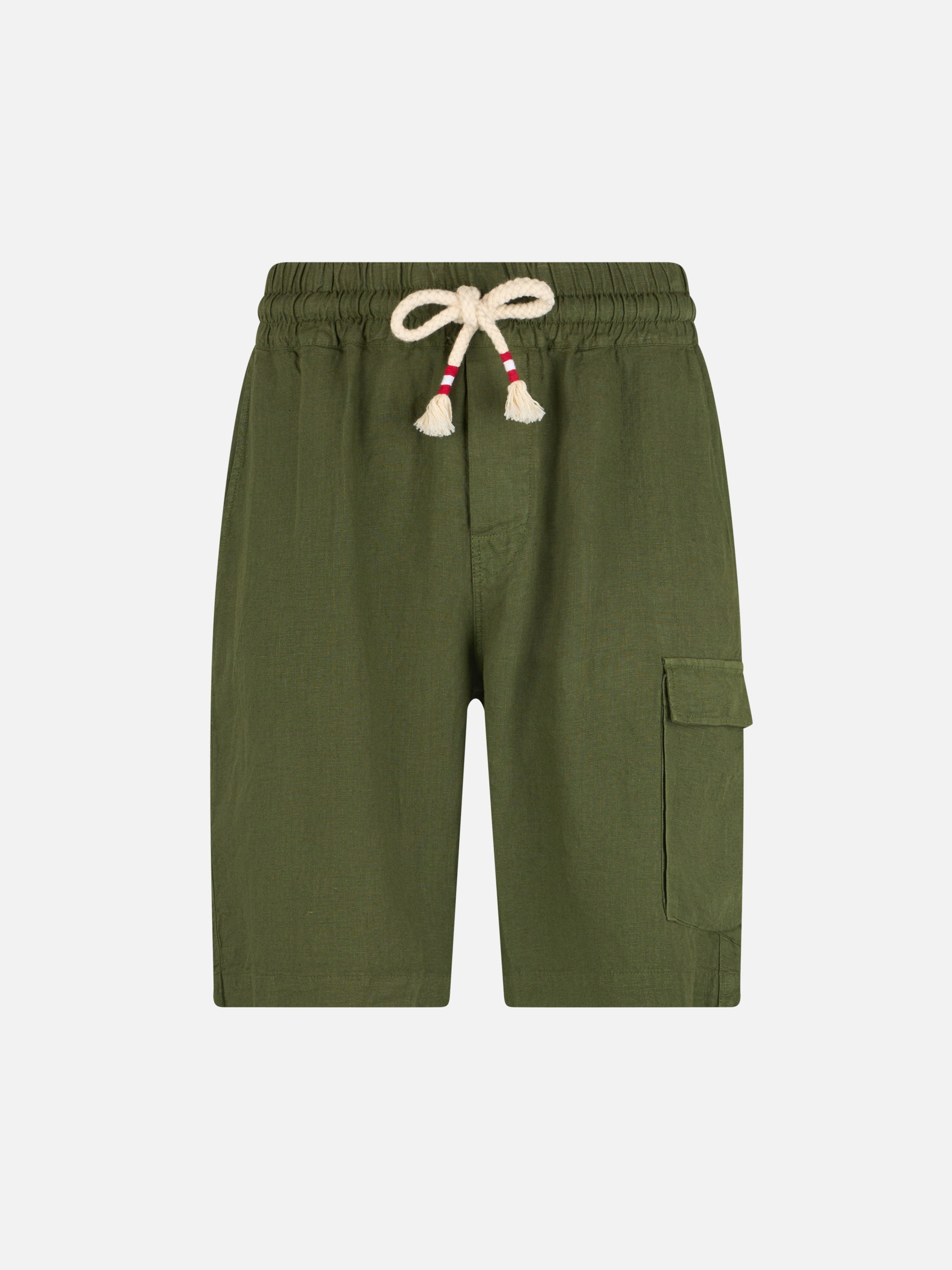 Military Green Linen Bermuda Marseille Short Pant