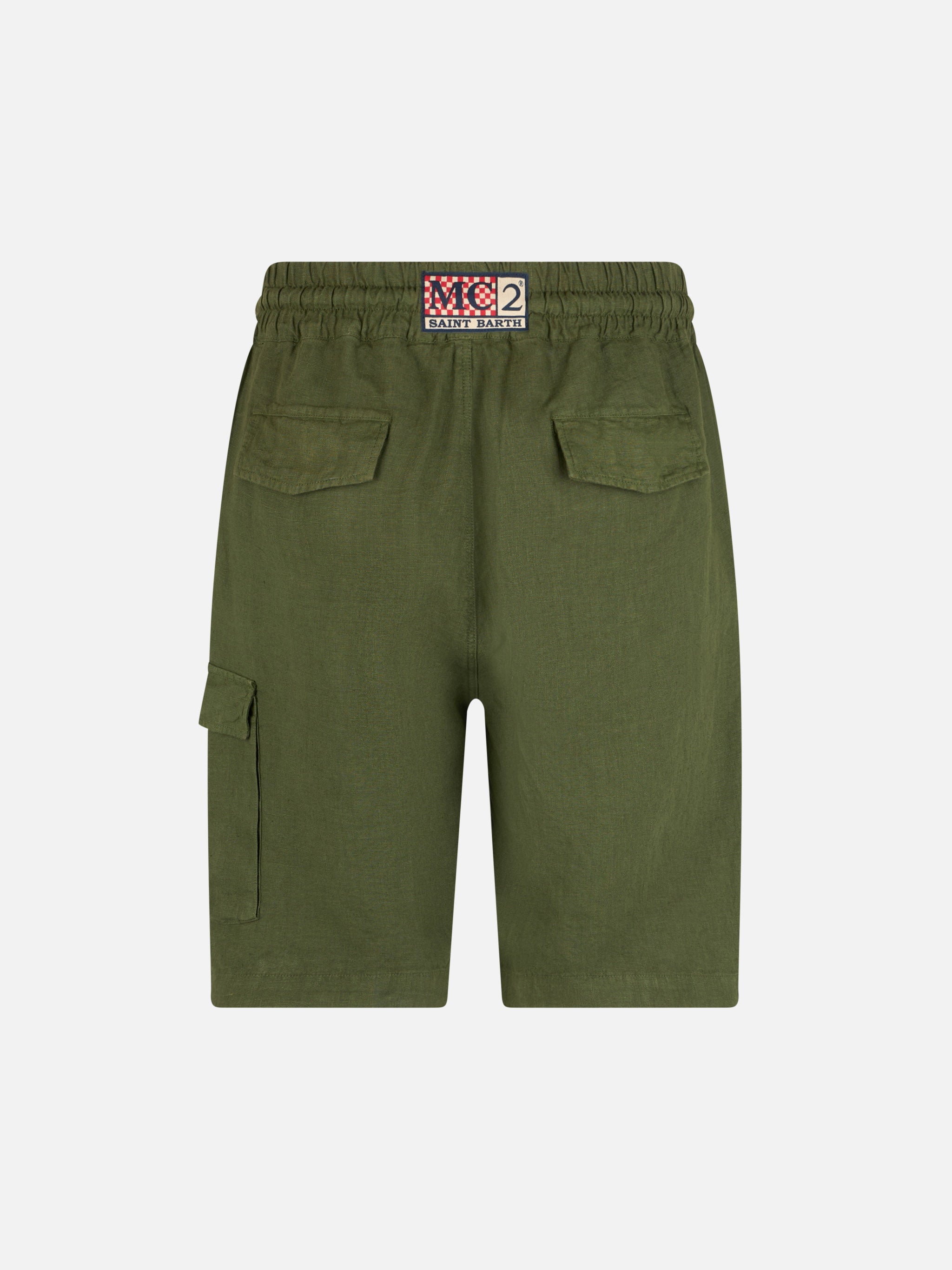 Military Green Linen Bermuda Marseille Short Pant