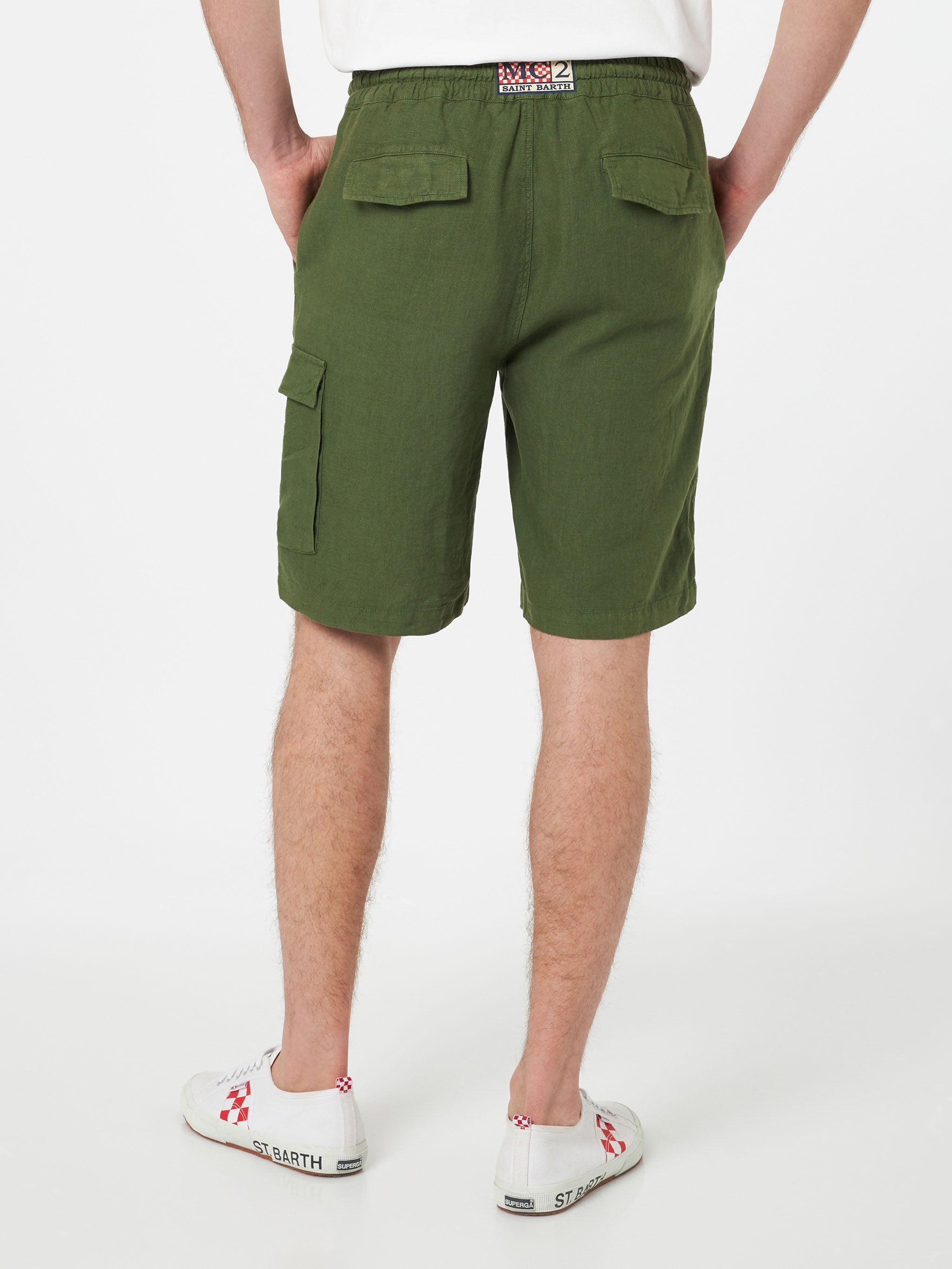 Military Green Linen Bermuda Marseille Short Pant