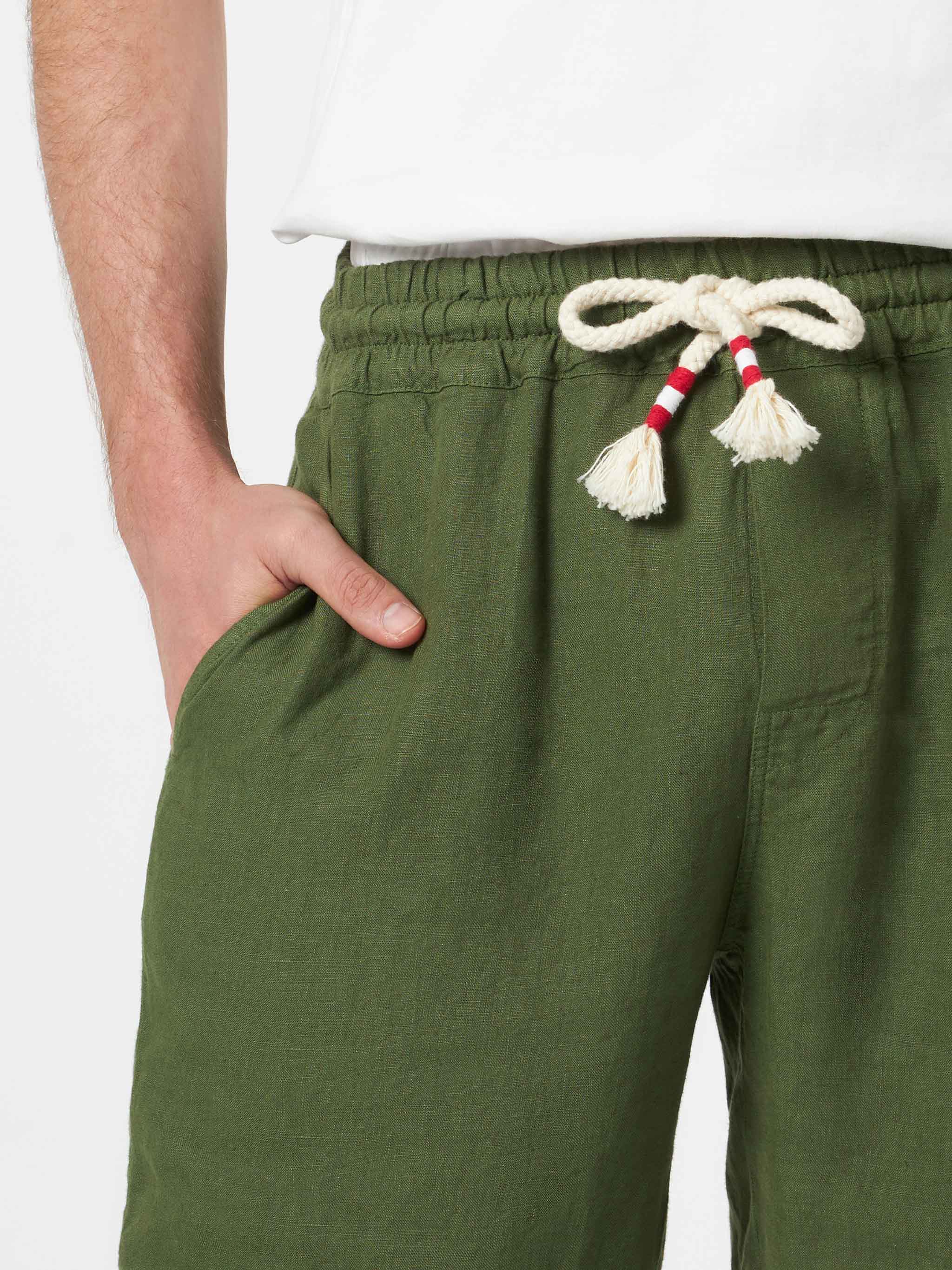 Military Green Linen Bermuda Marseille Short Pant