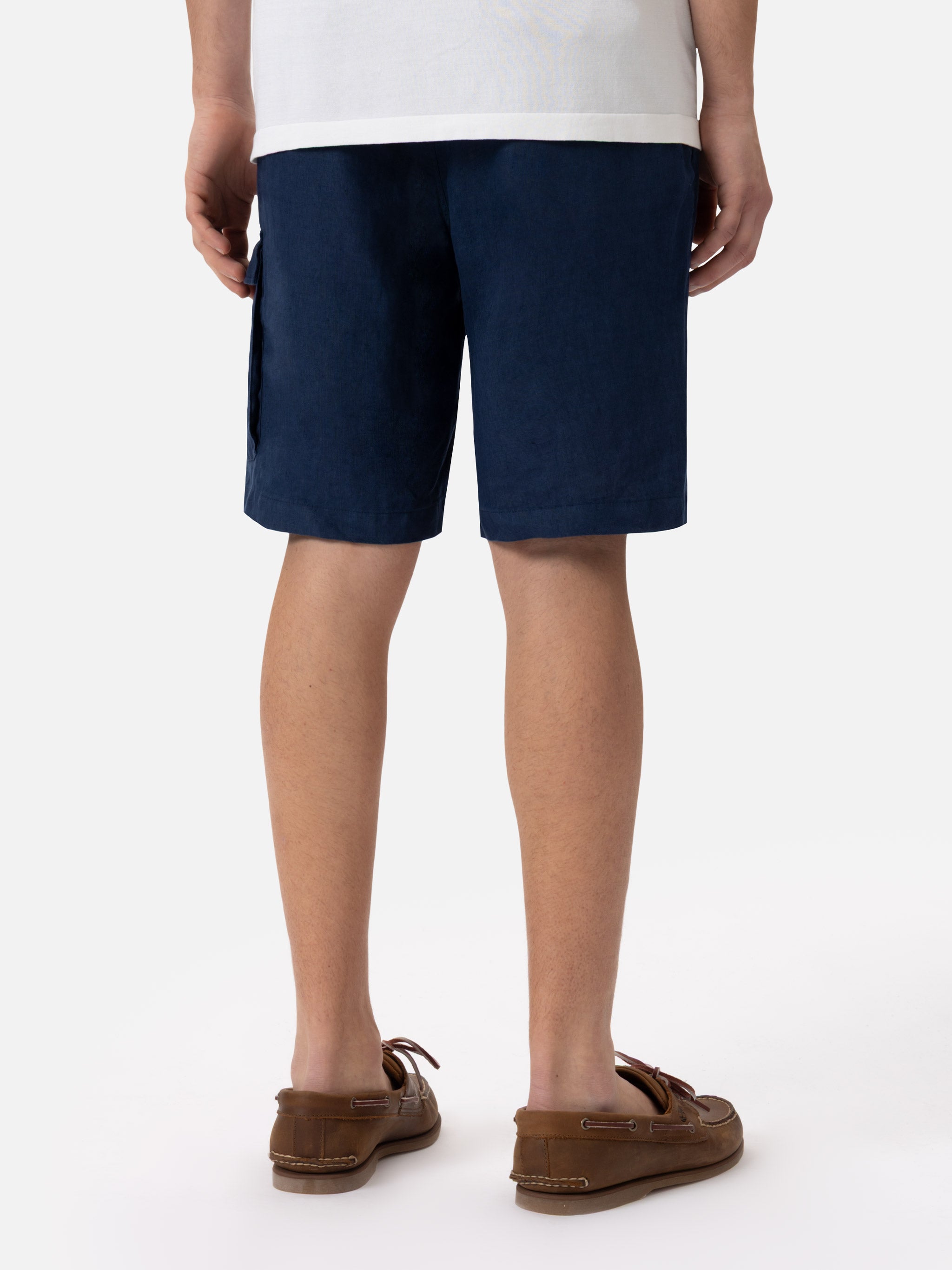 Navy Blue Linen Bermuda Marseille __single__ Short Pant