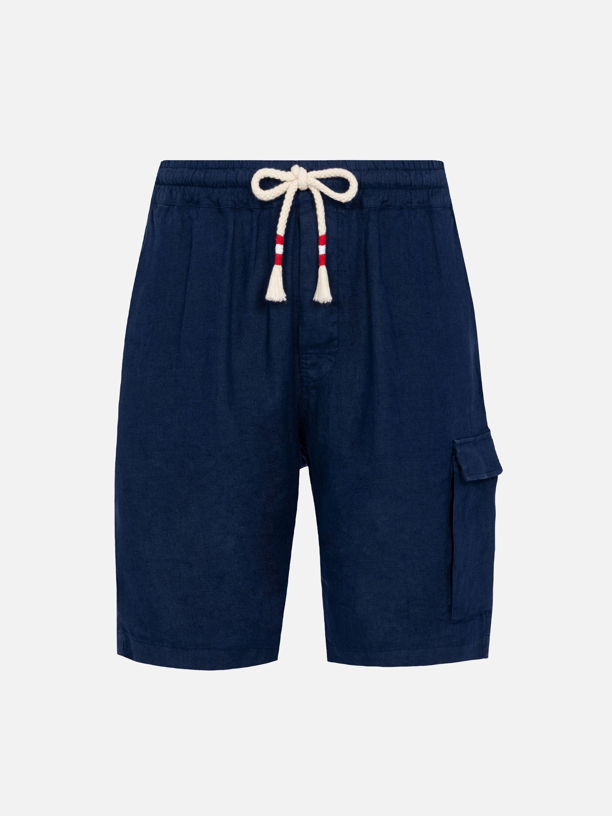 Navy Blue Linen Bermuda Marseille __single__ Short Pant