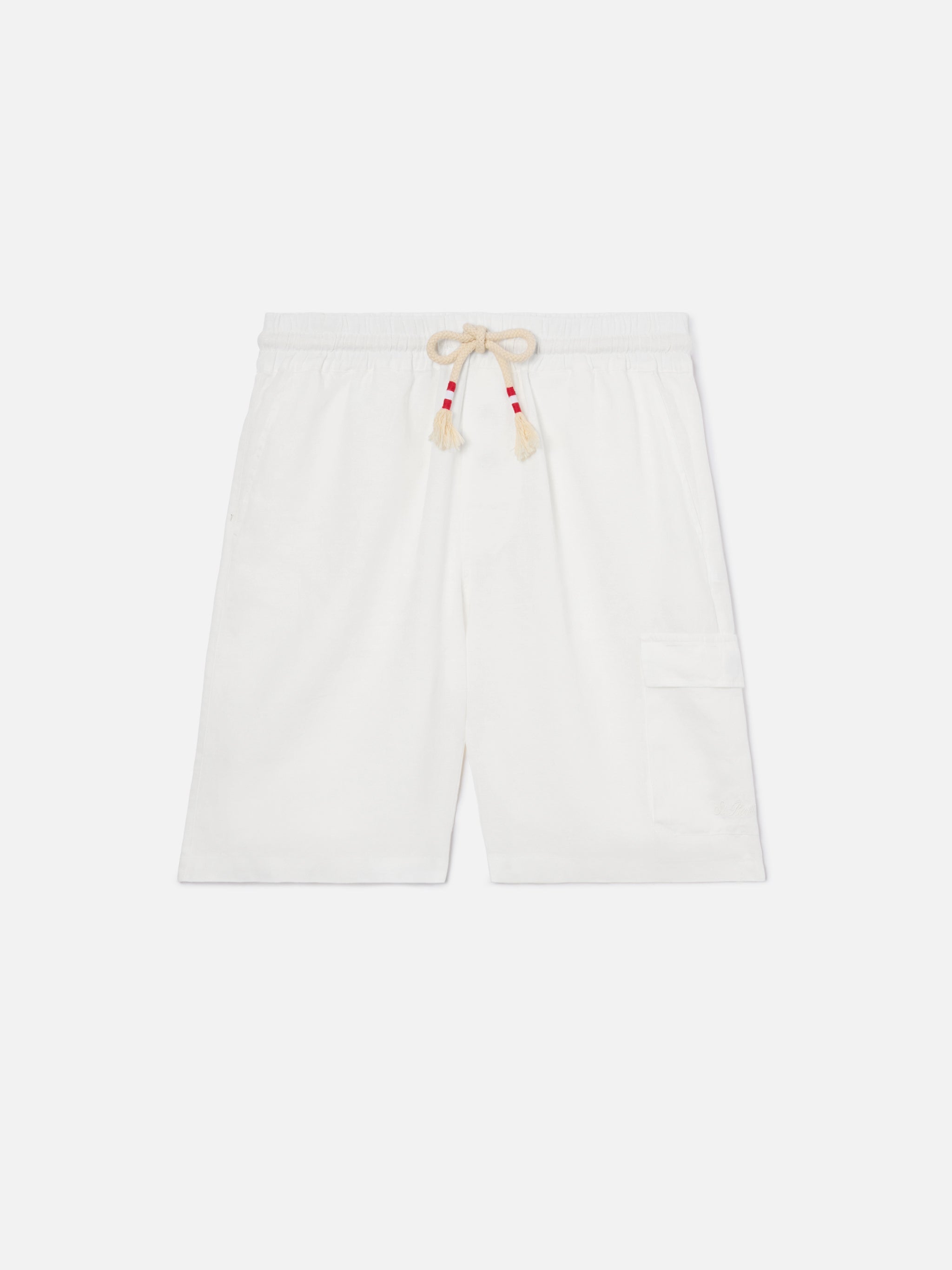 White Marseille Bermuda Shorts Pure Linen Pant