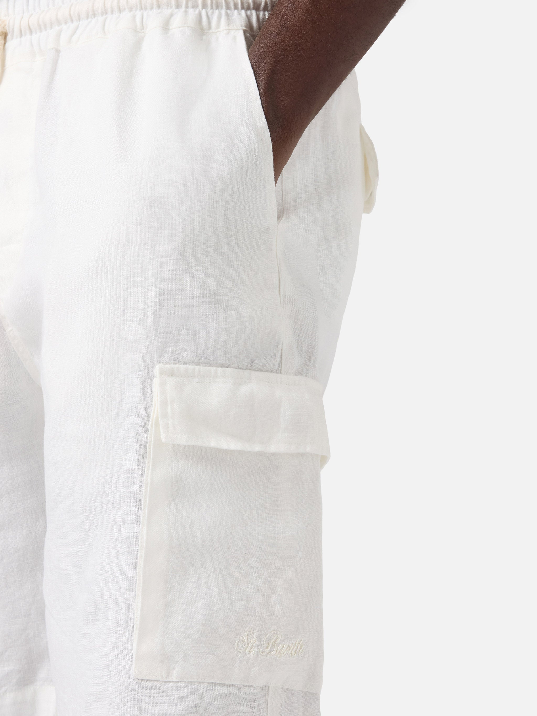 White Marseille Bermuda Shorts Pure Linen Pant