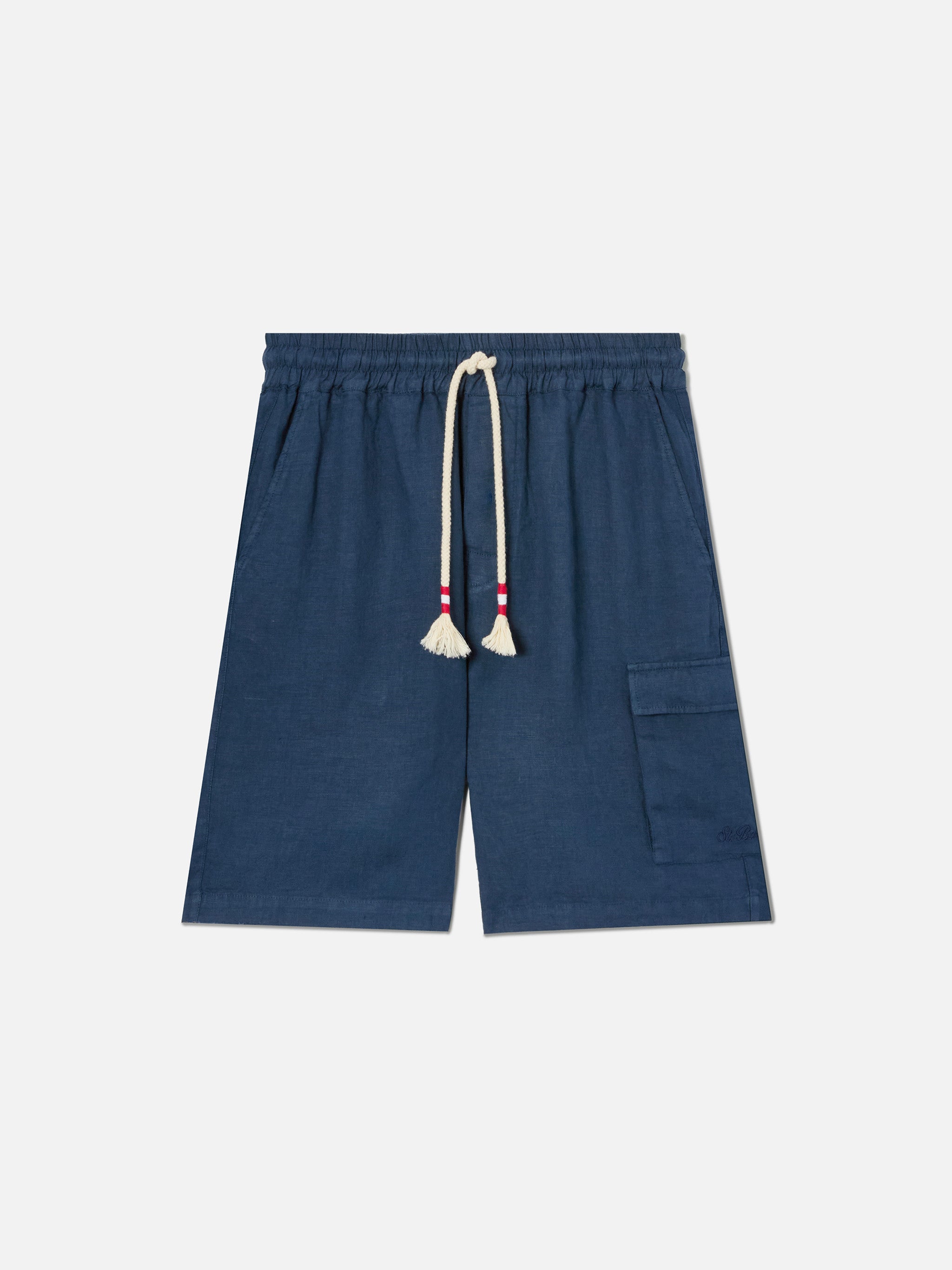 Navy Blue Marseille Bermuda Shorts Pure Linen Pant