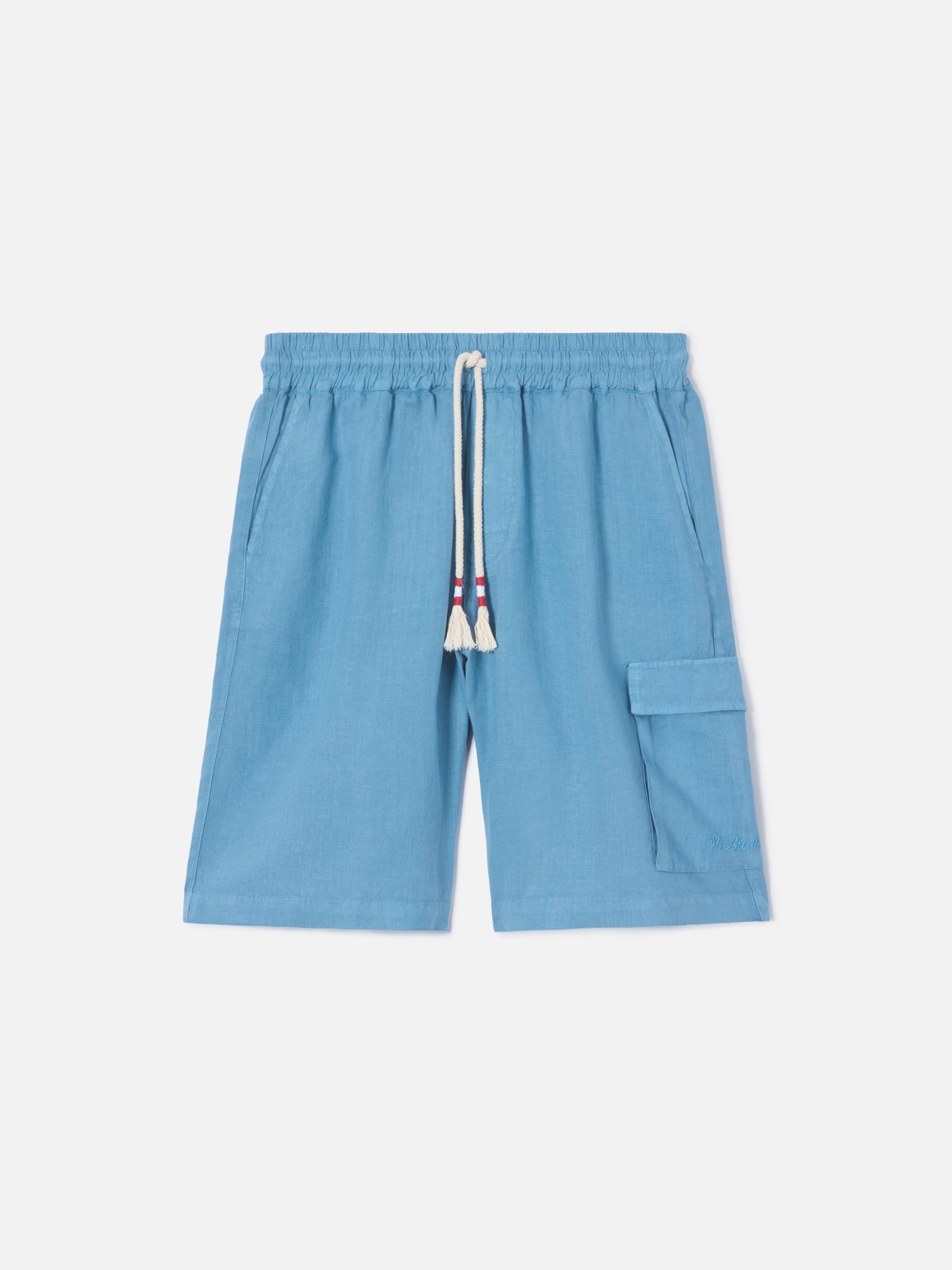 Dusty Blue Marseille Bermuda Shorts Pure Linen Pant