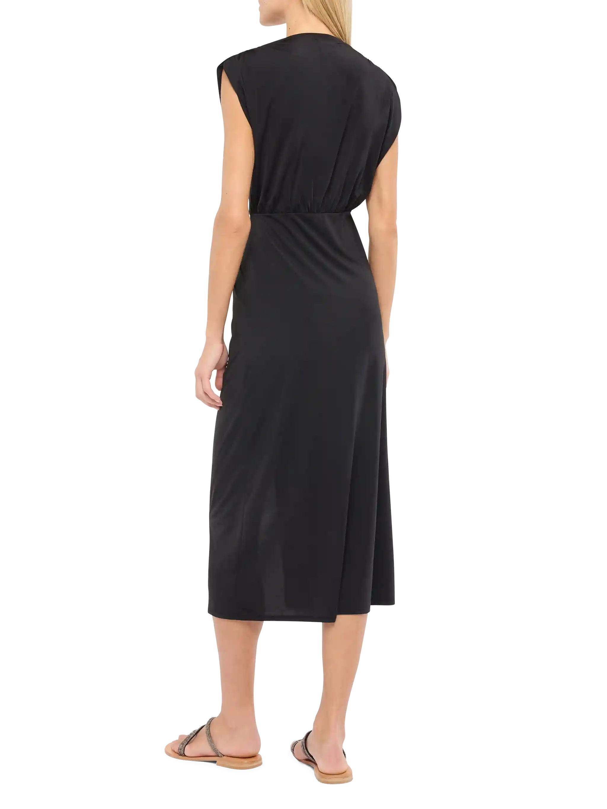 Marina Black Sleeveless Maxi Dress Sarong